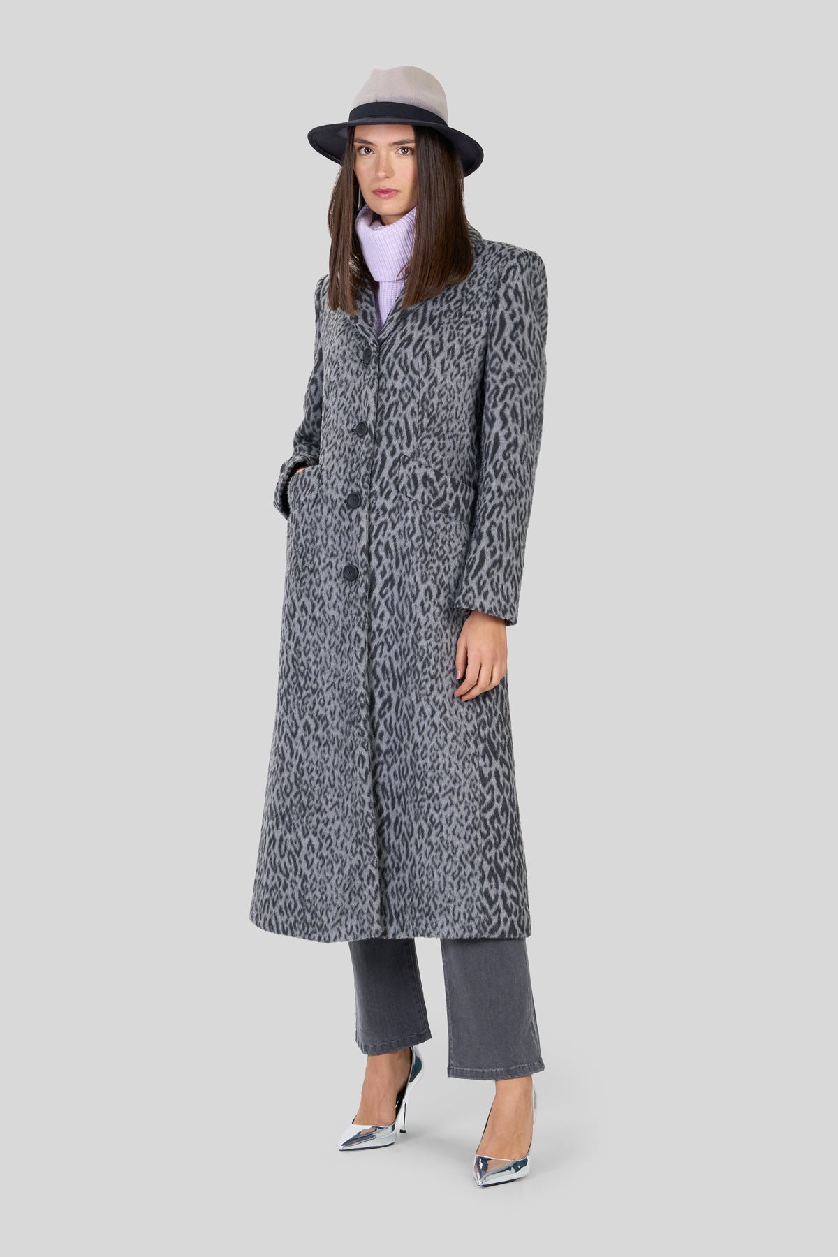 Cappotto lungo in jacquard fantasia