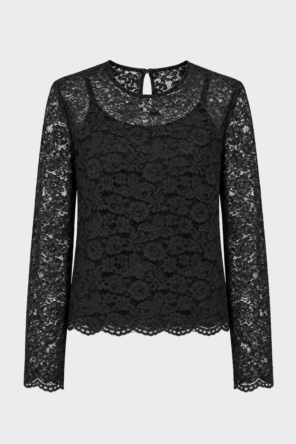 Blusa Girocollo In Pizzo