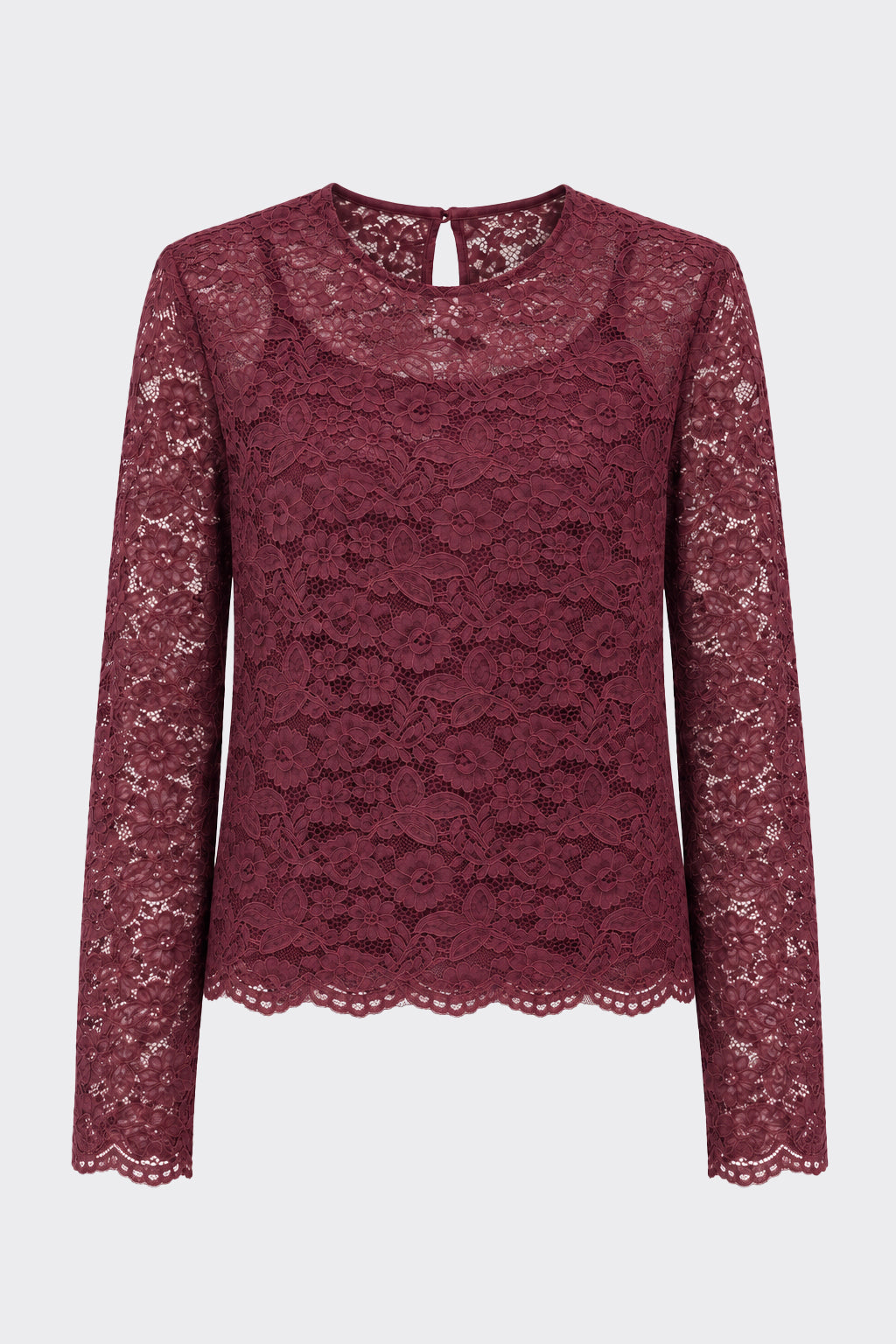 Blusa Girocollo In Pizzo