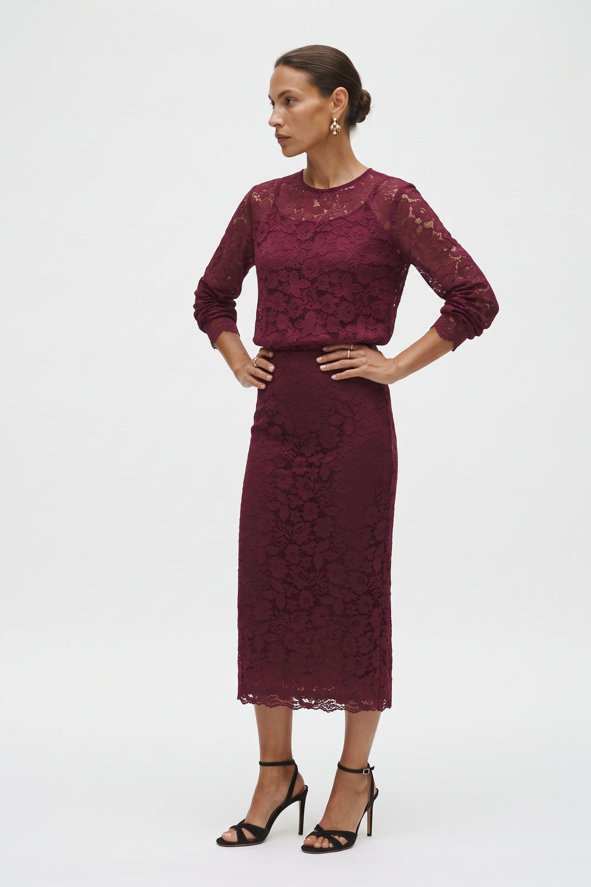 Blusa Girocollo In Pizzo