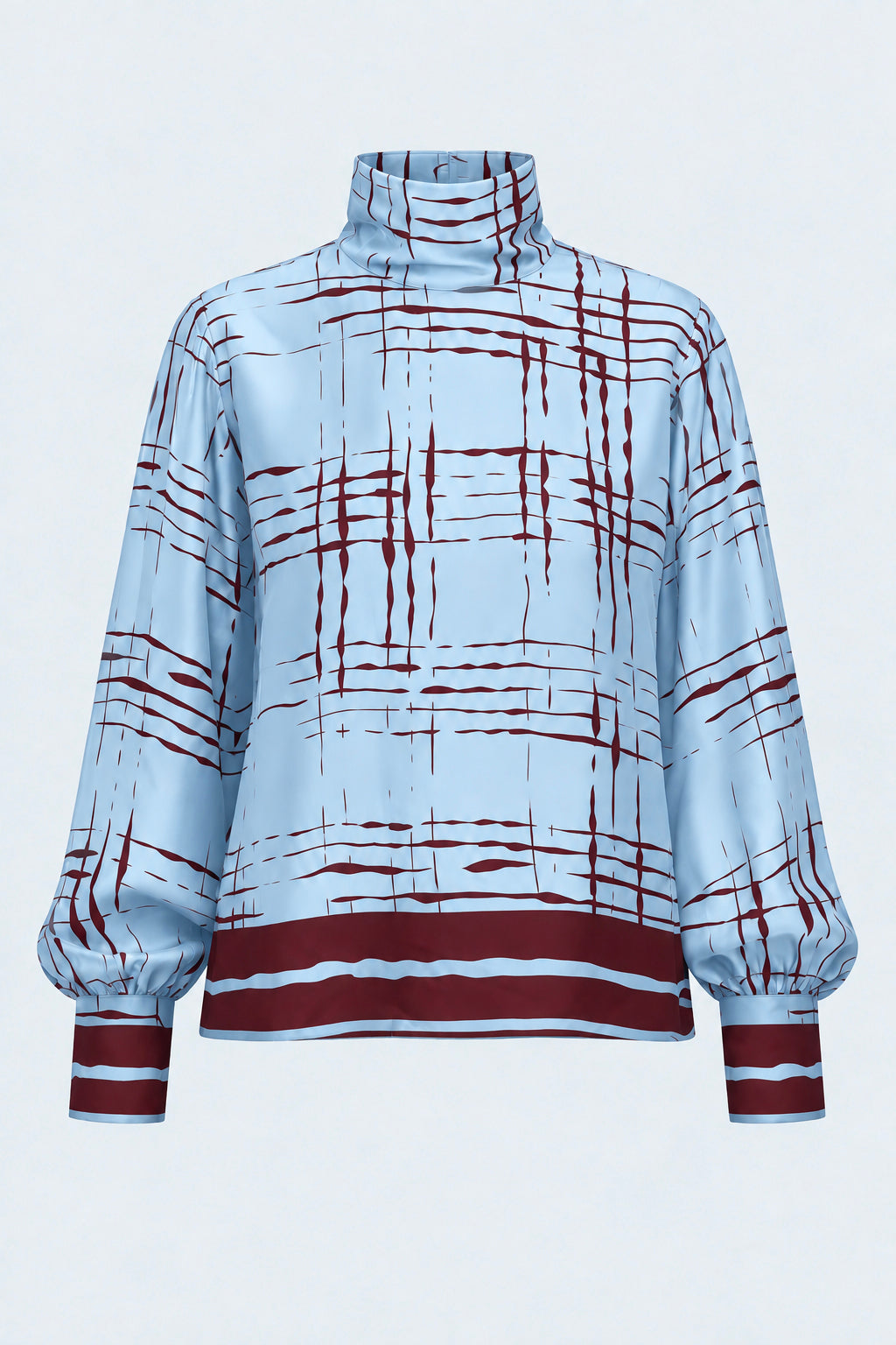 Blusa Collo Alto In Twill Stampato