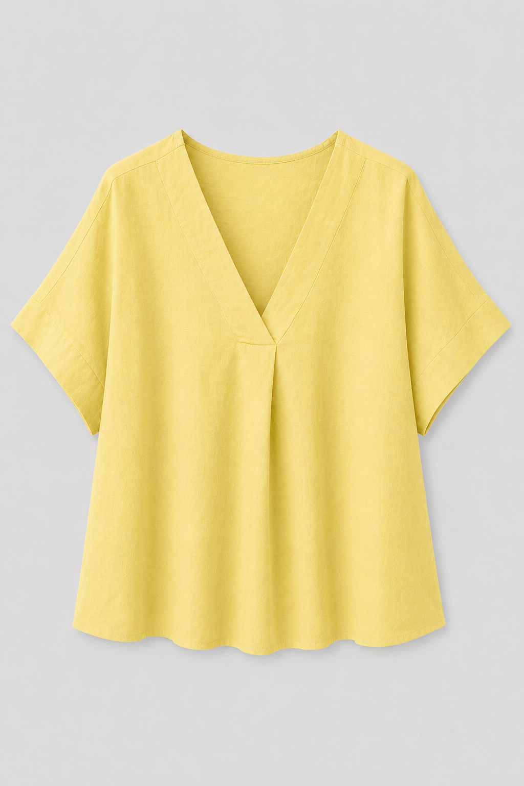 Blusa Oversize in Misto Lino con Scollo a V