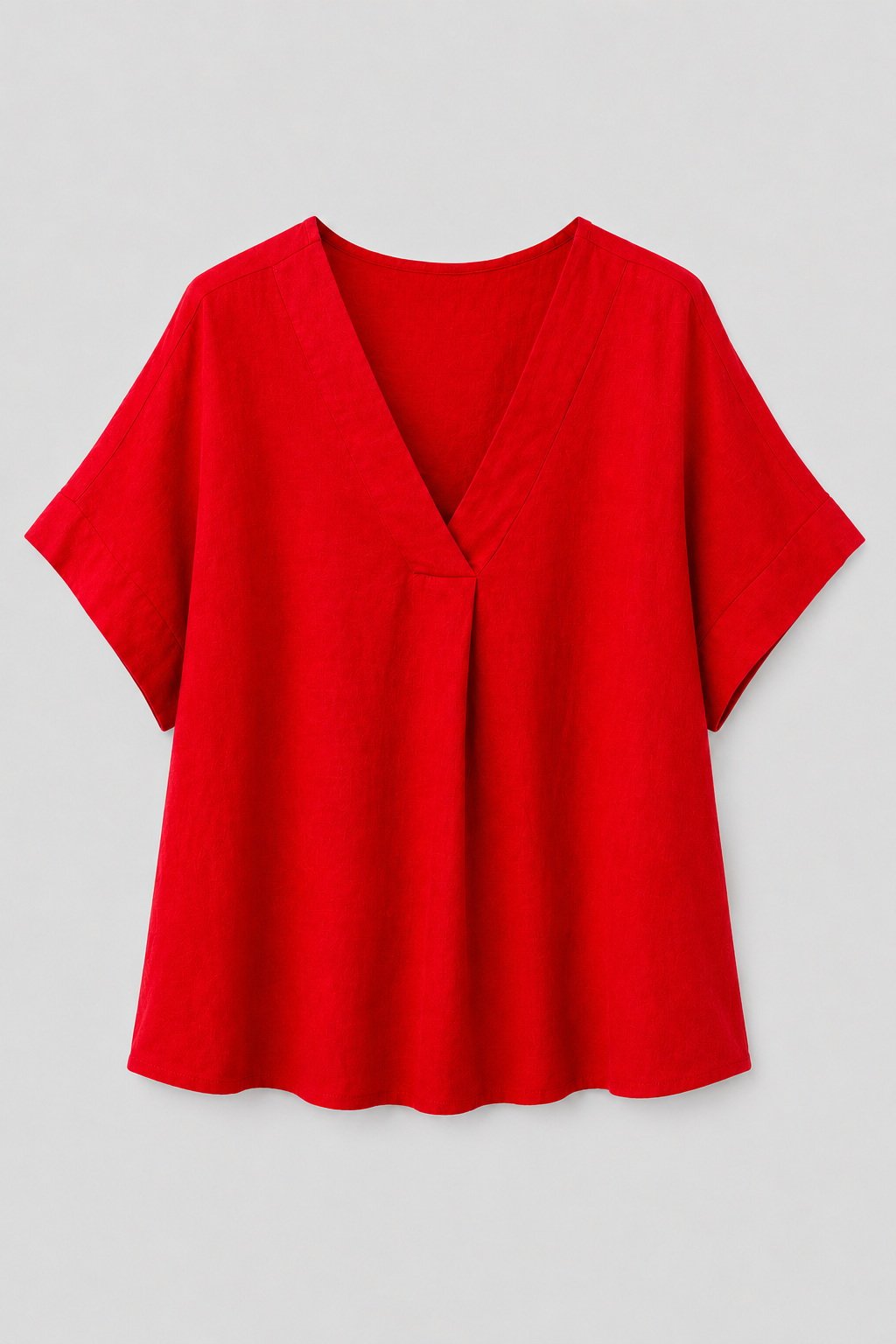 Blusa Oversize in Misto Lino con Scollo a V