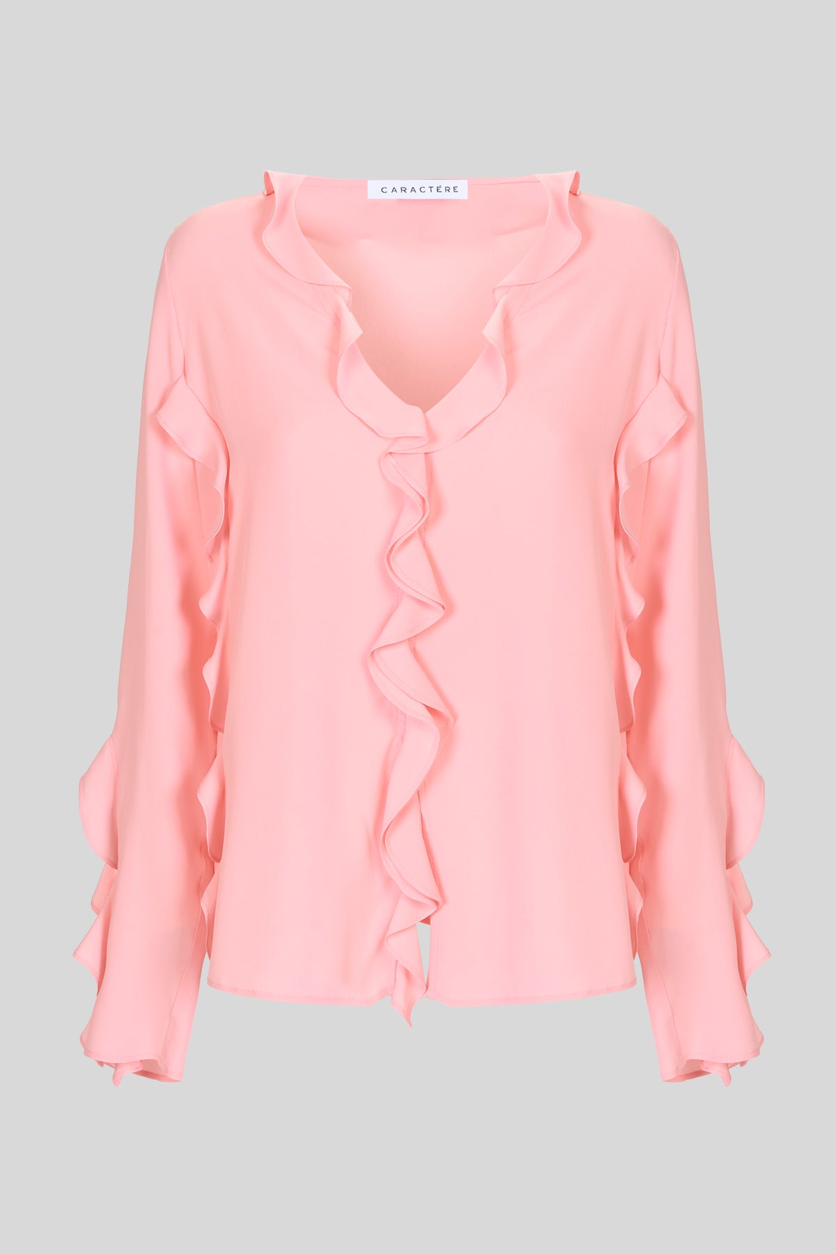 Camicia in misto seta con rouche