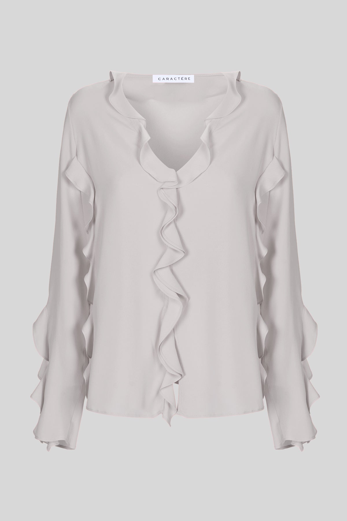 Camicia in misto seta con rouche