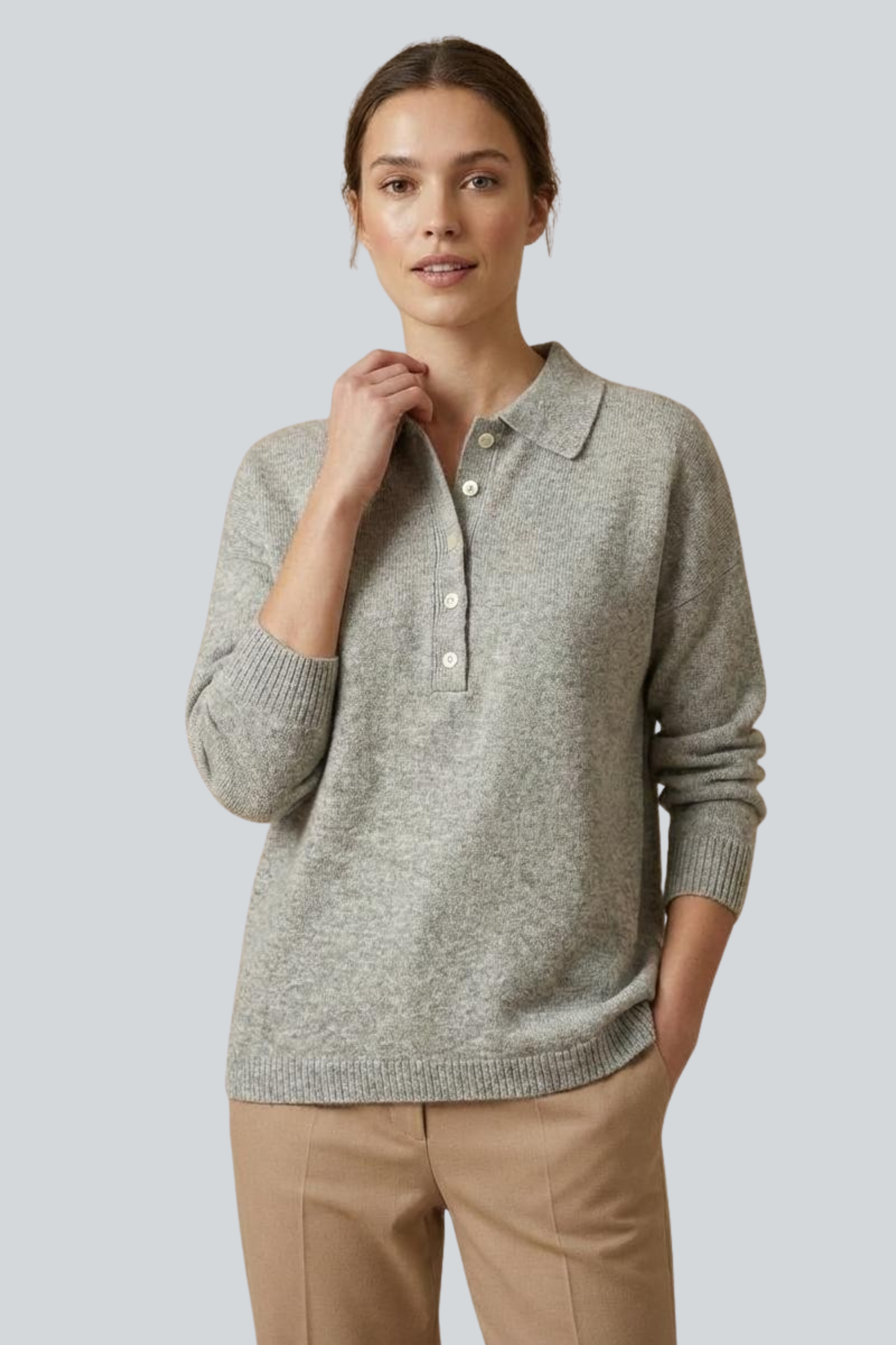 Maglia a polo in misto lana