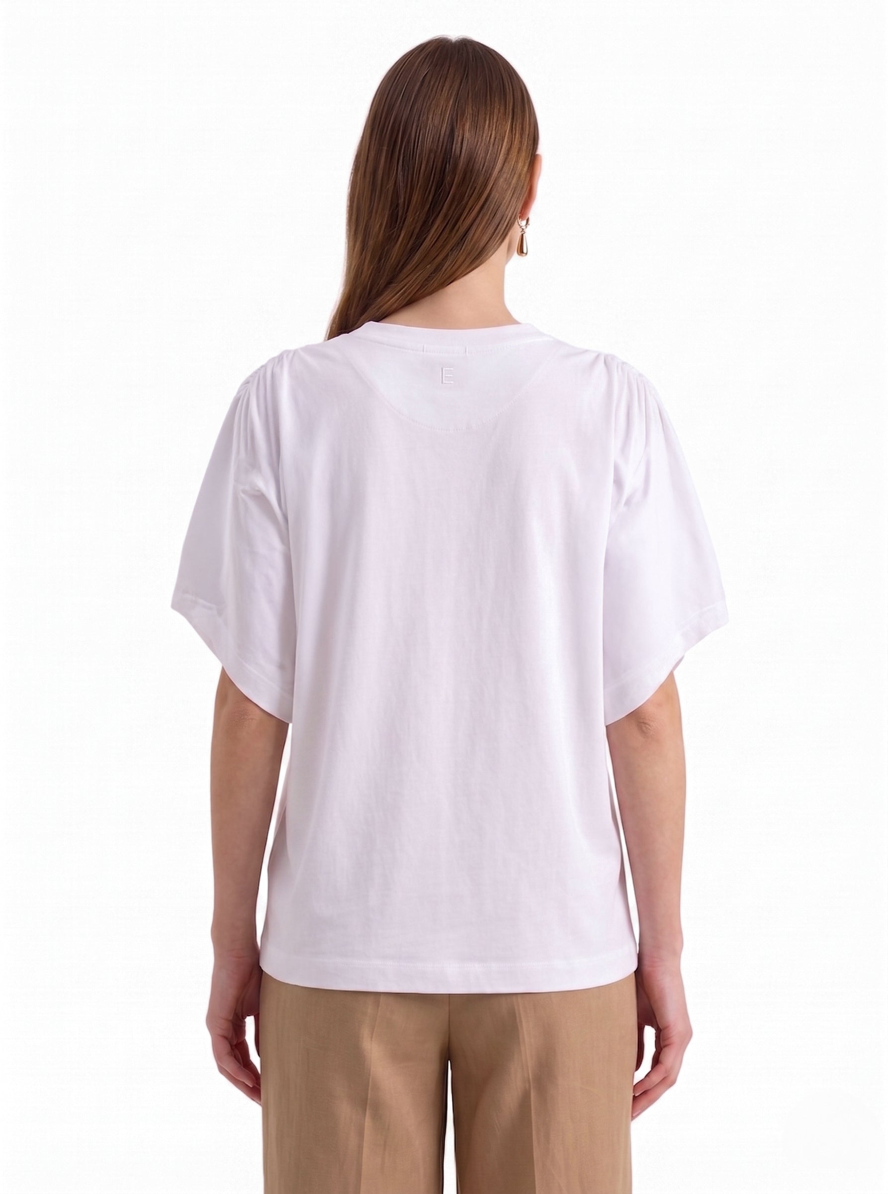 T-shirt con maniche arricciata in spalla