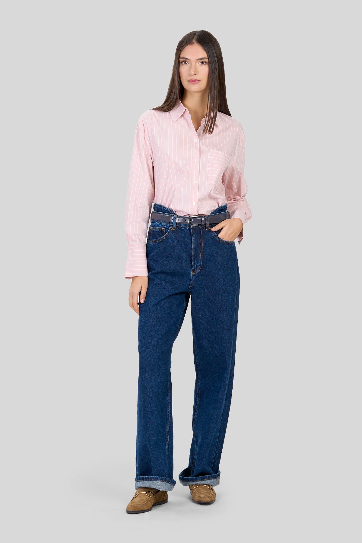 Camicia over in popeline rigato