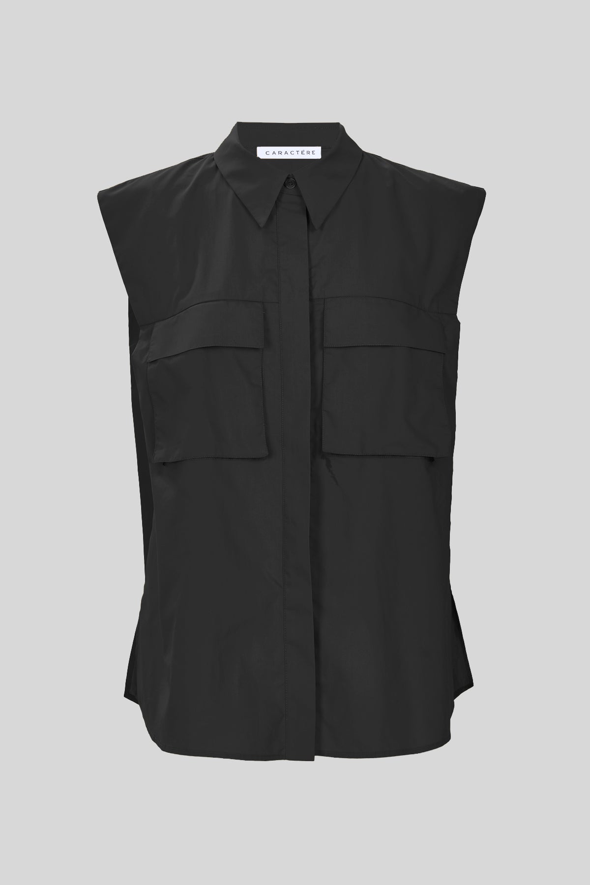 Sleeveless poplin shirt