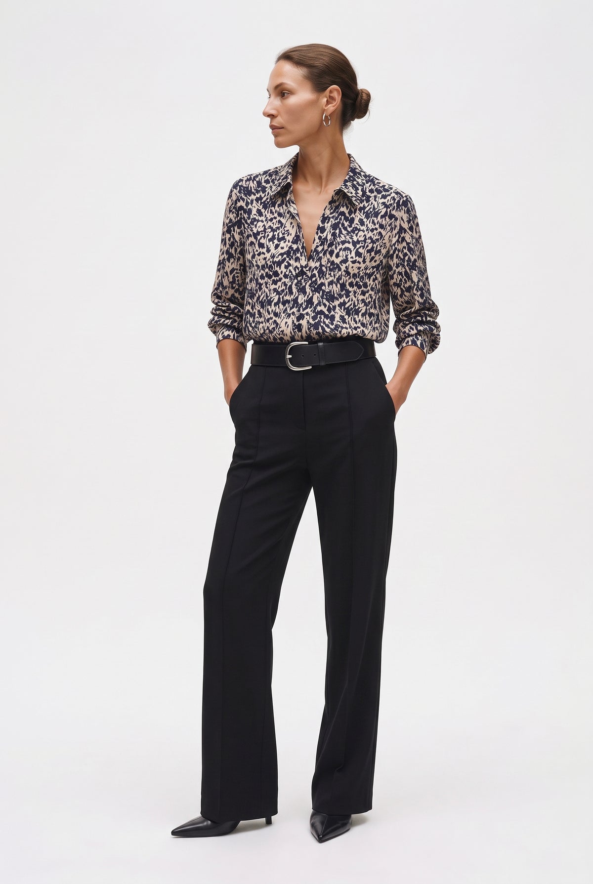 Pantaloni Donna Eleganti in Crepe Gamba Ampia