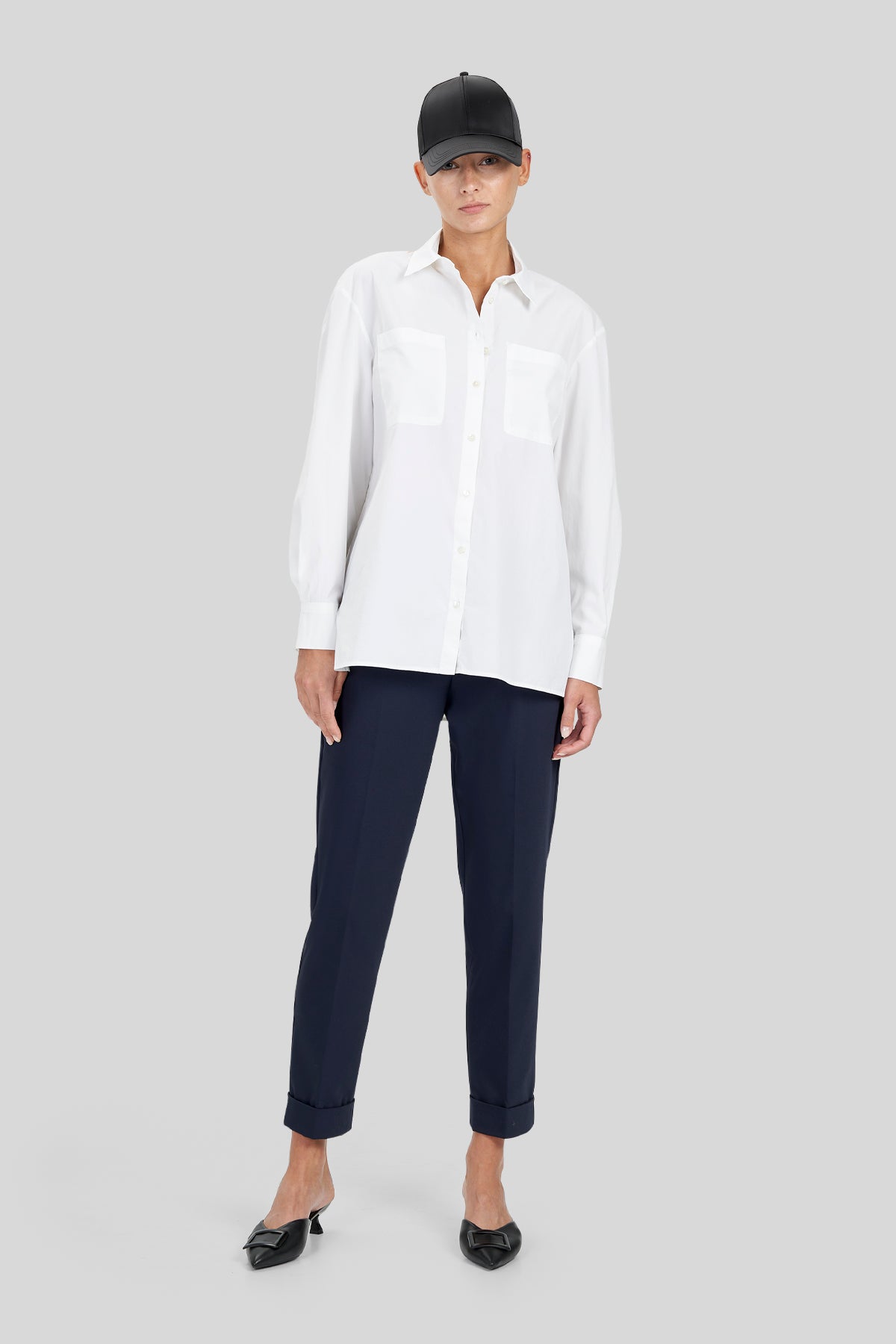 Camicia in popeline con tasche