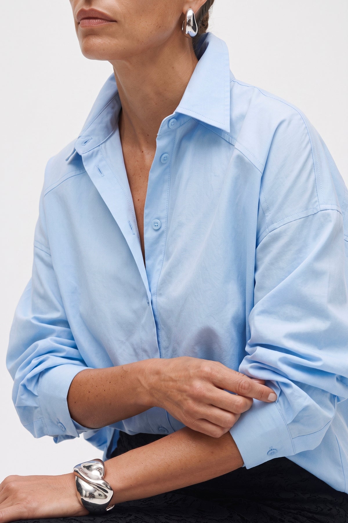 Camicia Oversize in Cotone con Manica Raglan