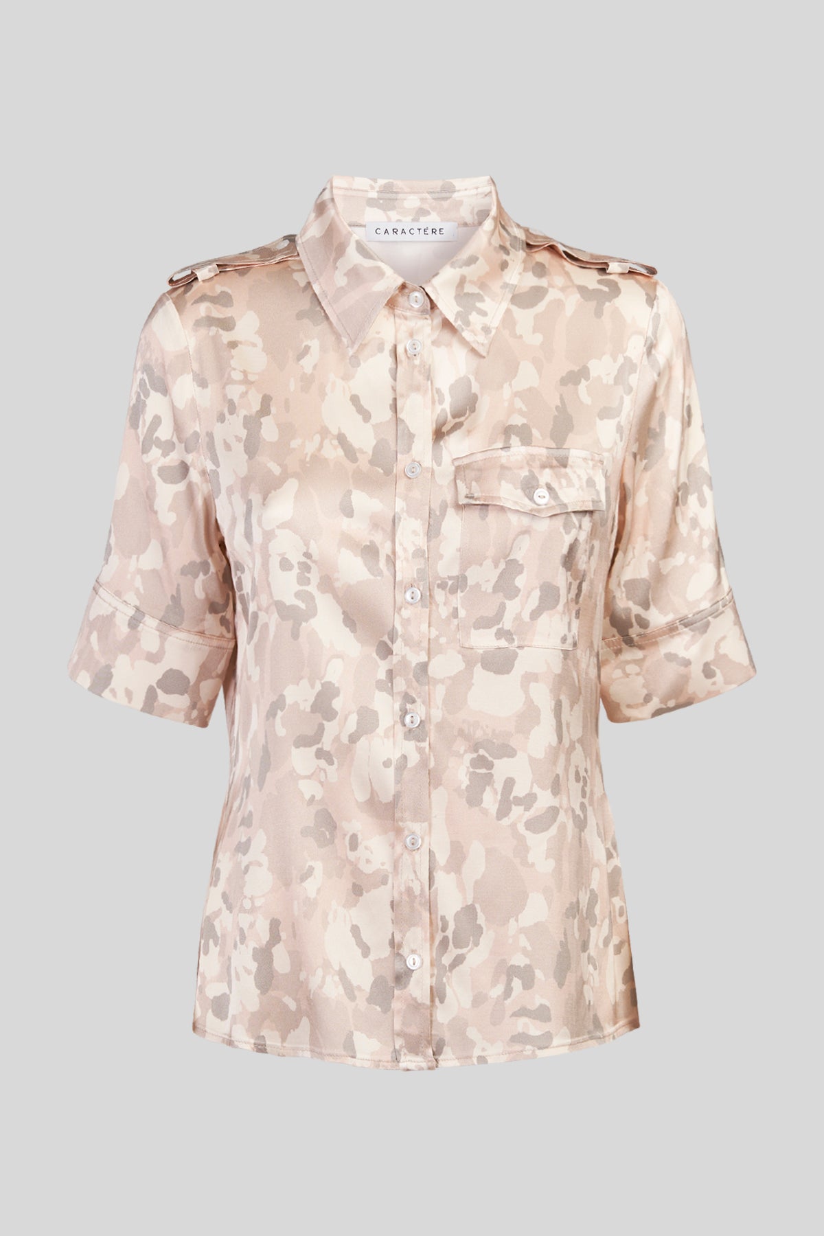 Camicia in Raso Stretch a Fantasia