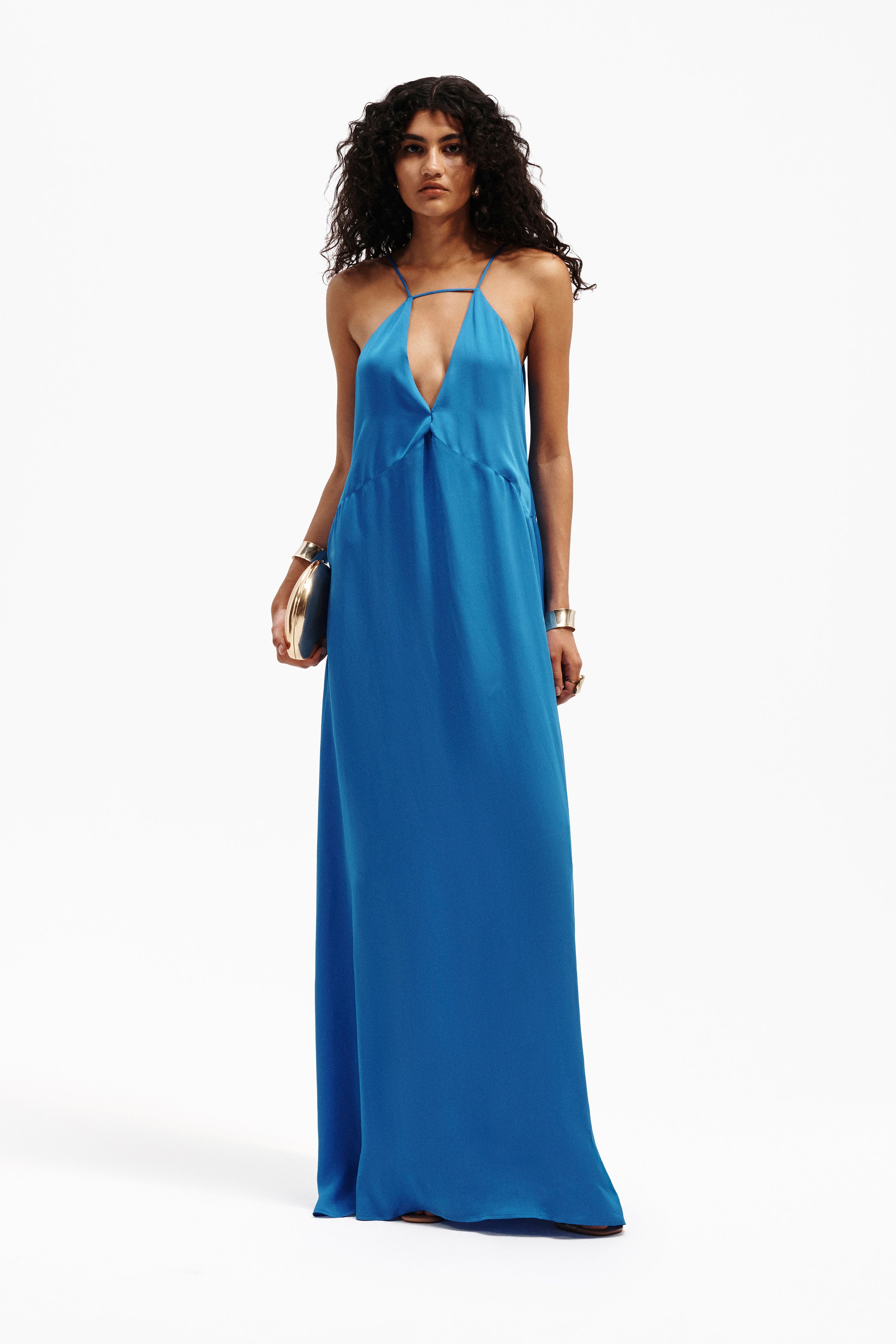 Abito lungo con scollo a V