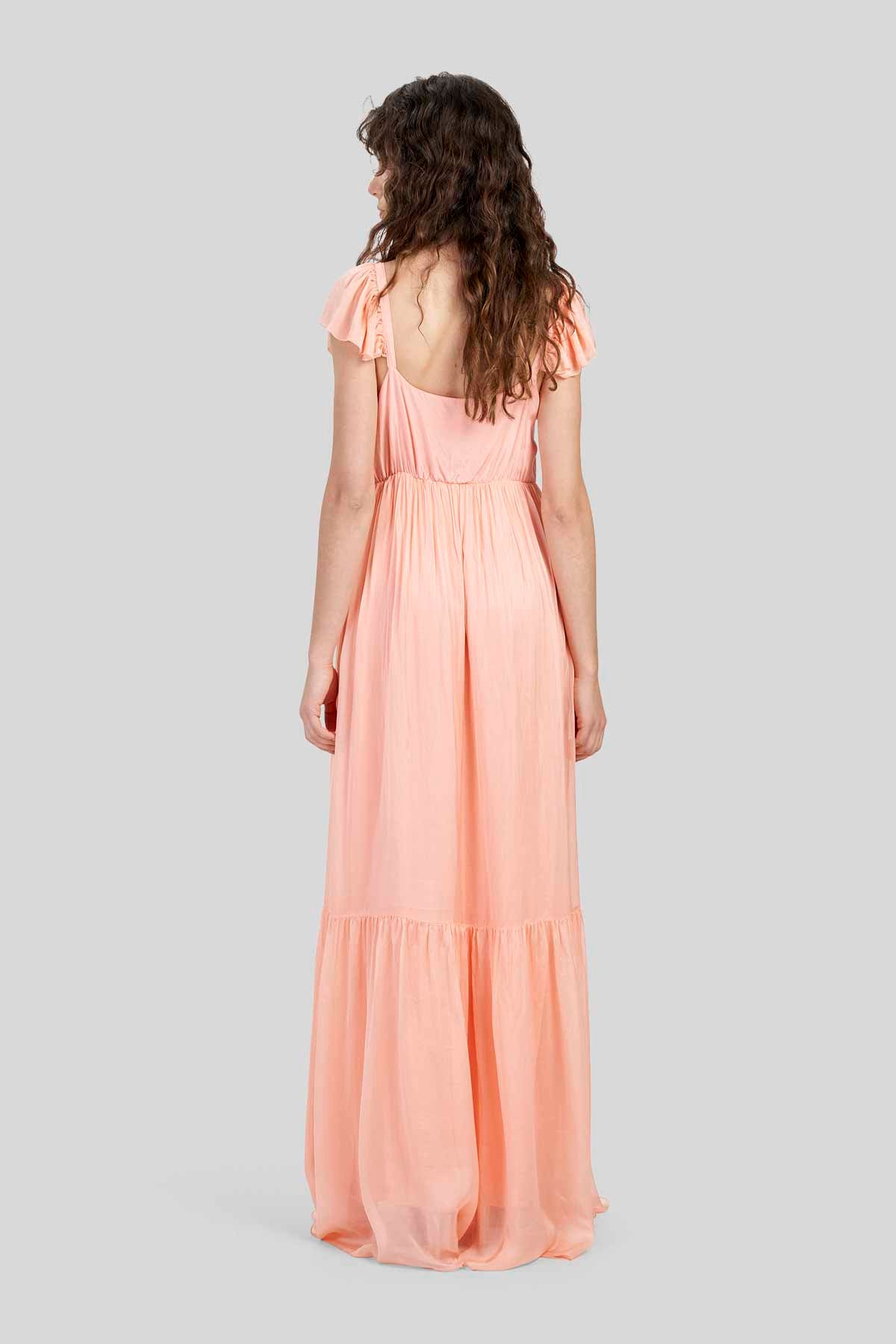 Abito Lungo in Chiffon Misto Seta