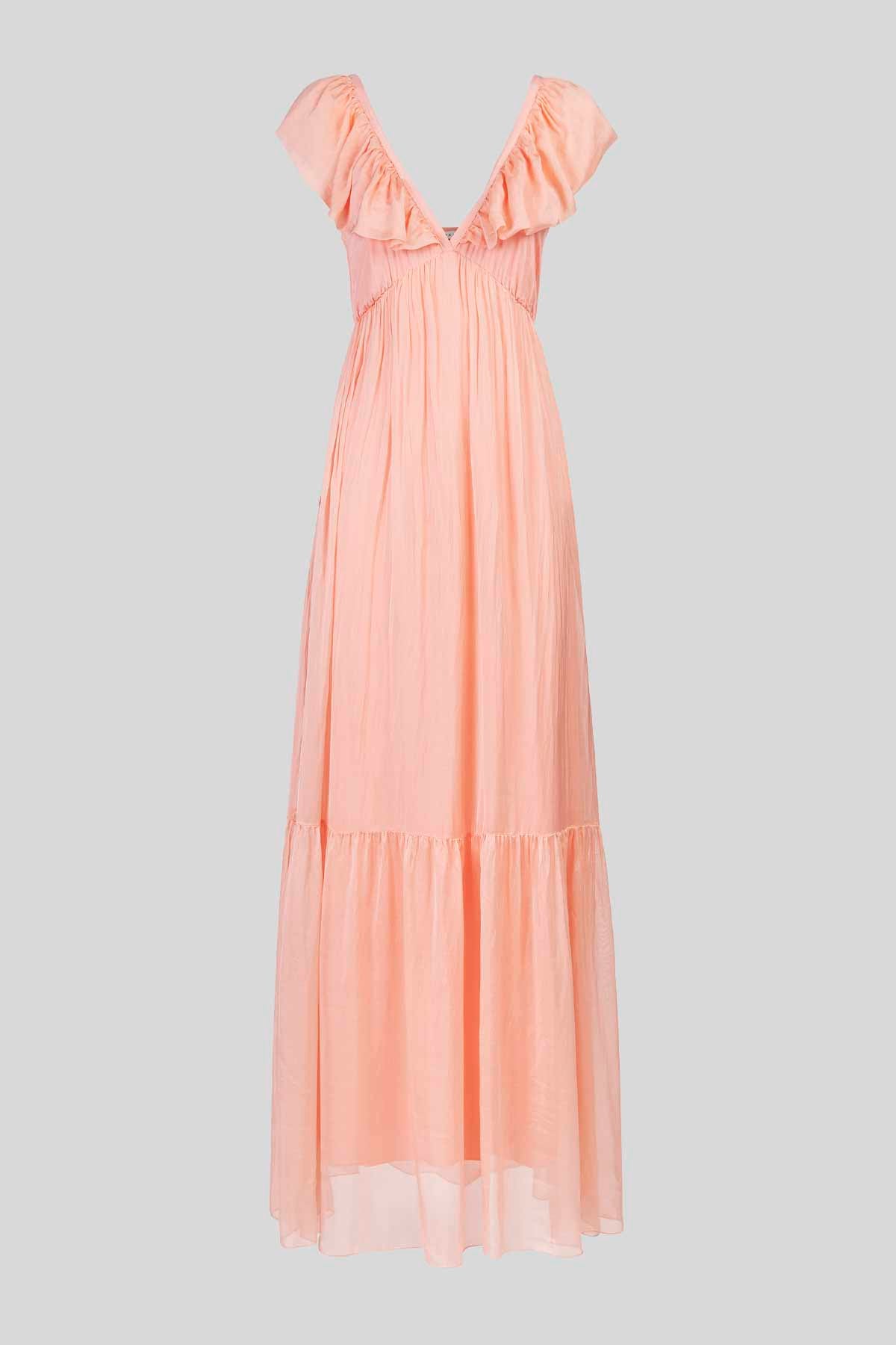 Abito Lungo in Chiffon Misto Seta