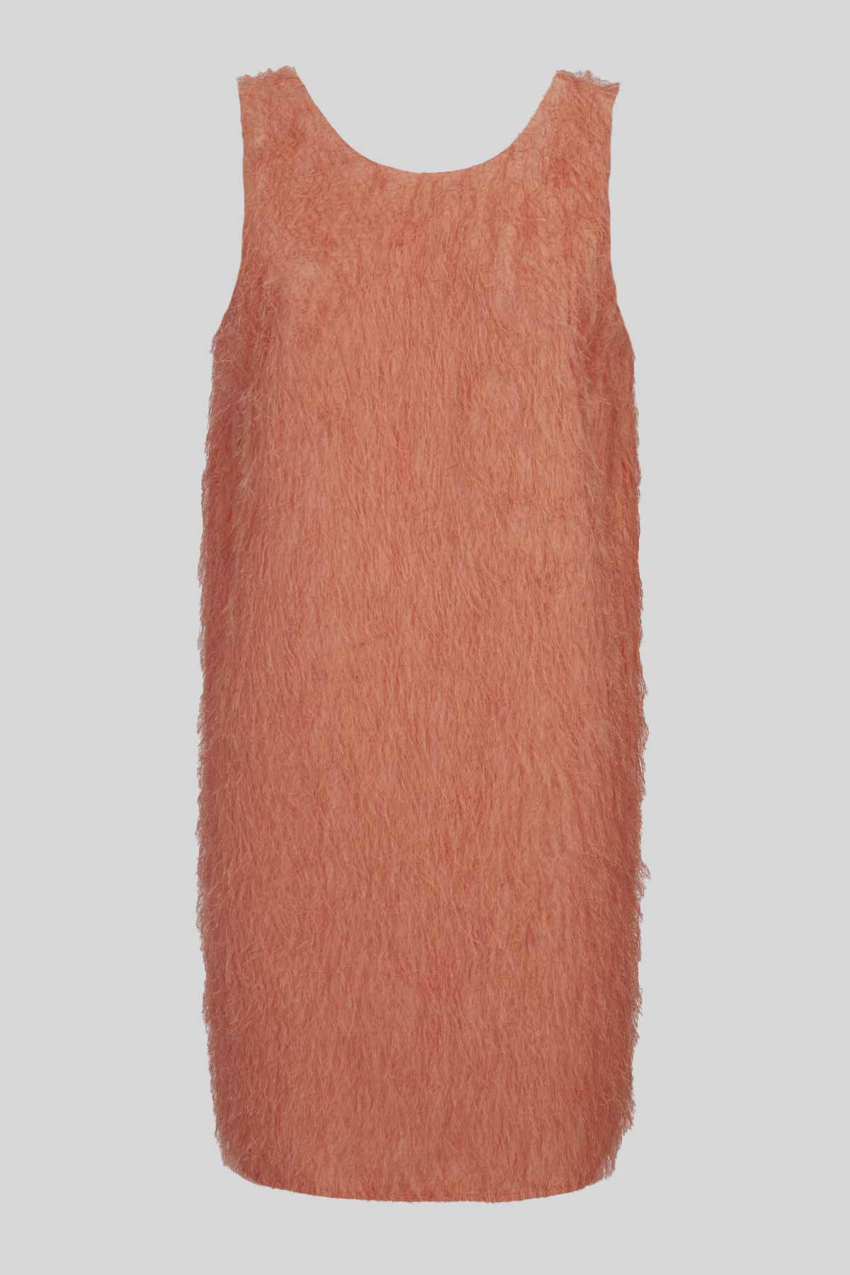 Abito corto in tessuto jacquard effetto frange