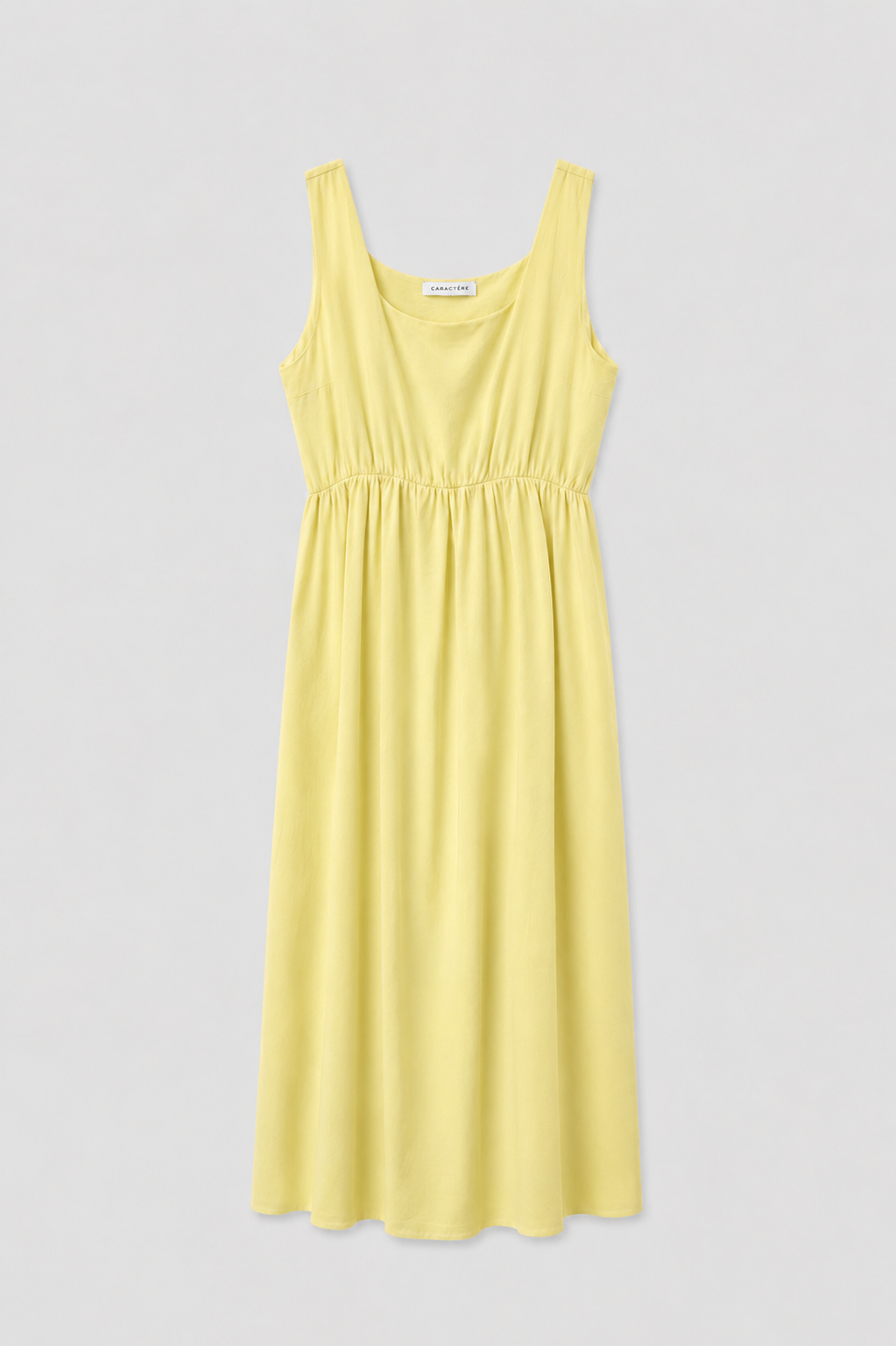Abito Donna Midi in Misto Lino con Scollo Quadrato