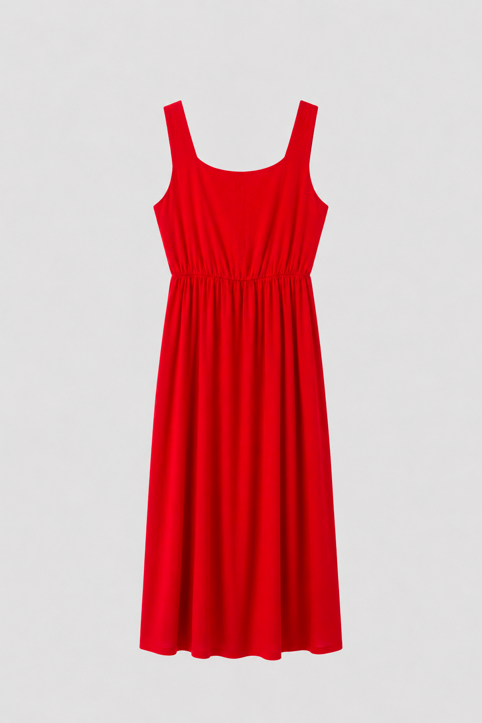 Abito Donna Midi in Misto Lino con Scollo Quadrato