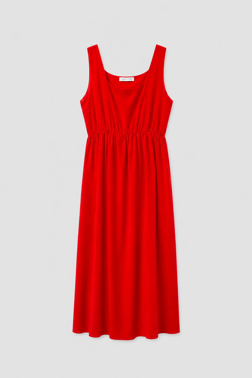 Abito Donna Midi in Misto Lino con Scollo Quadrato