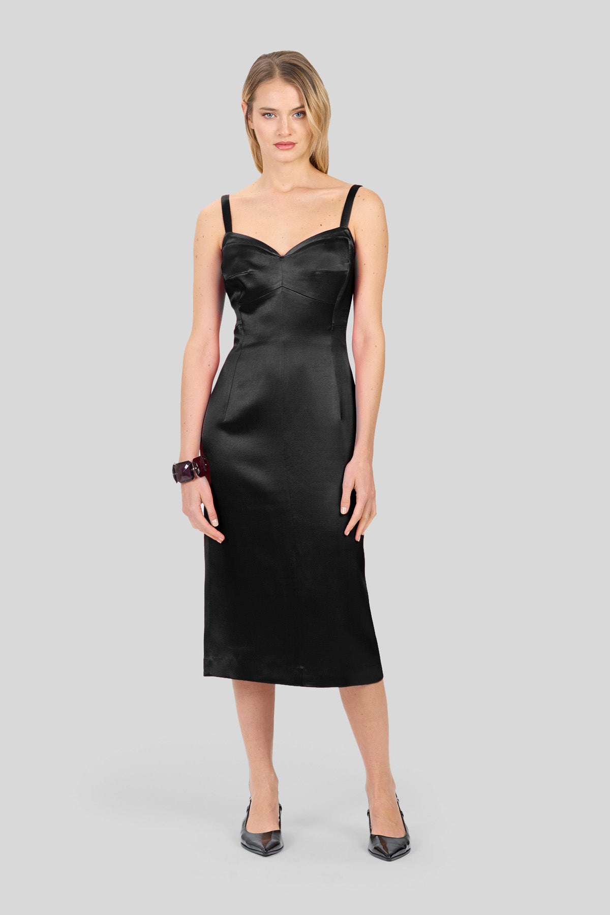 Abito in raso stretch
