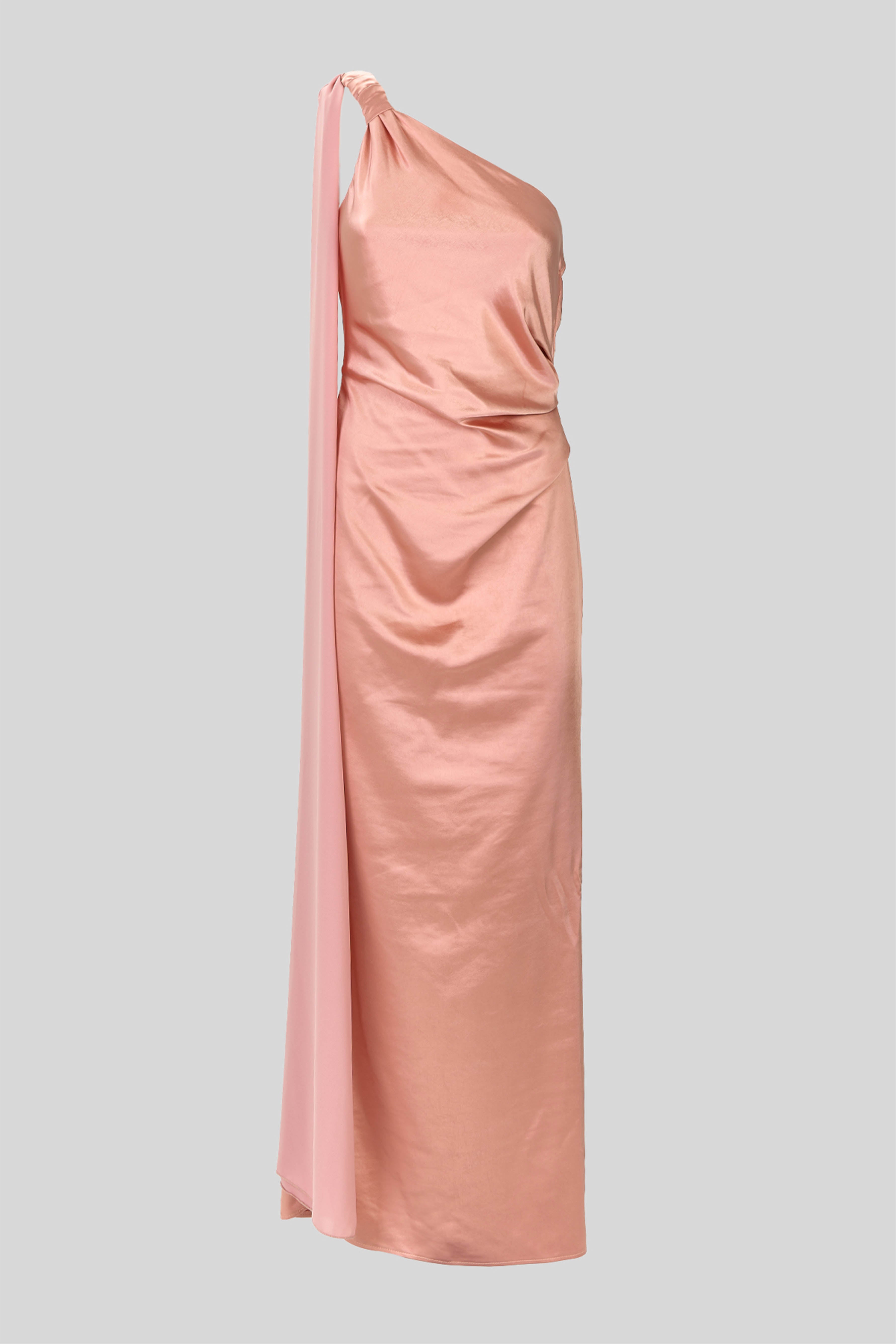 Silk-effect one-shoulder dress