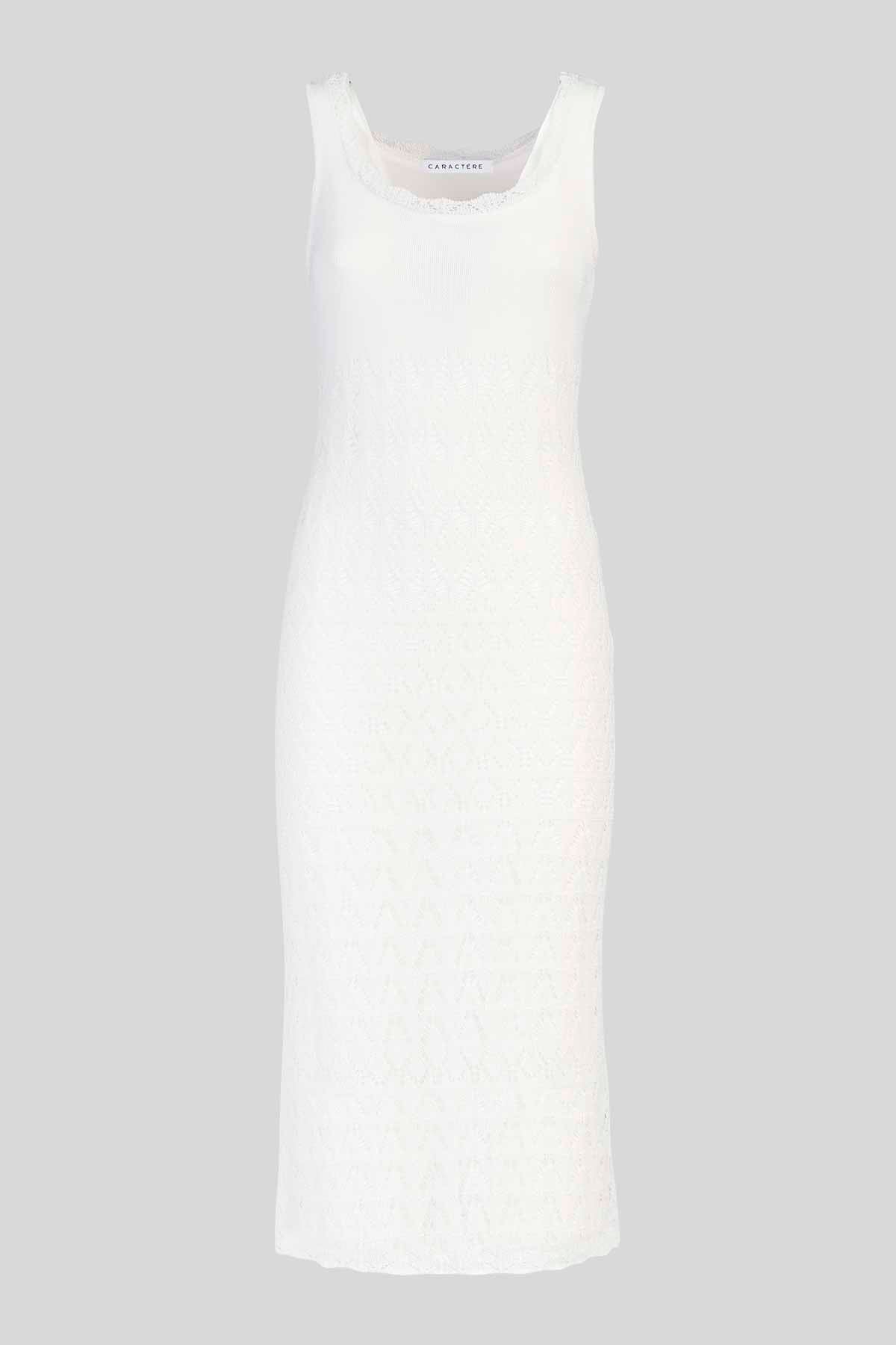 Abito Midi in Filato Cordonetto Effetto Pizzo