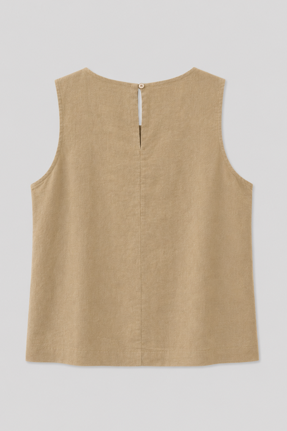 Top Smanicato in Misto Lino con Girocollo
