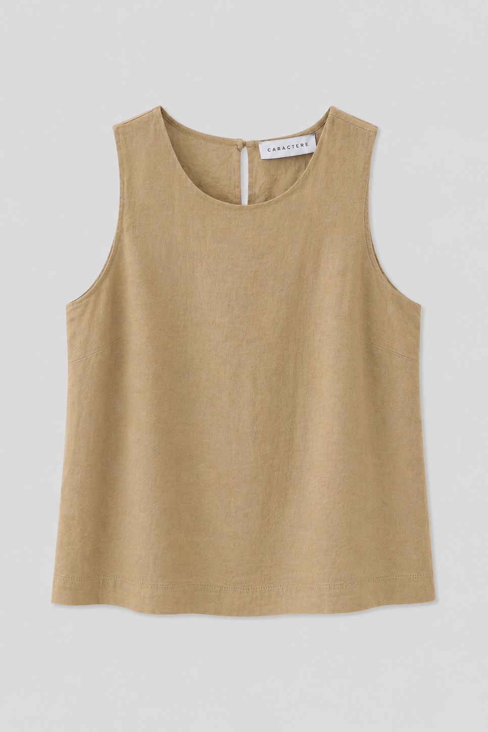 Top Smanicato in Misto Lino con Girocollo