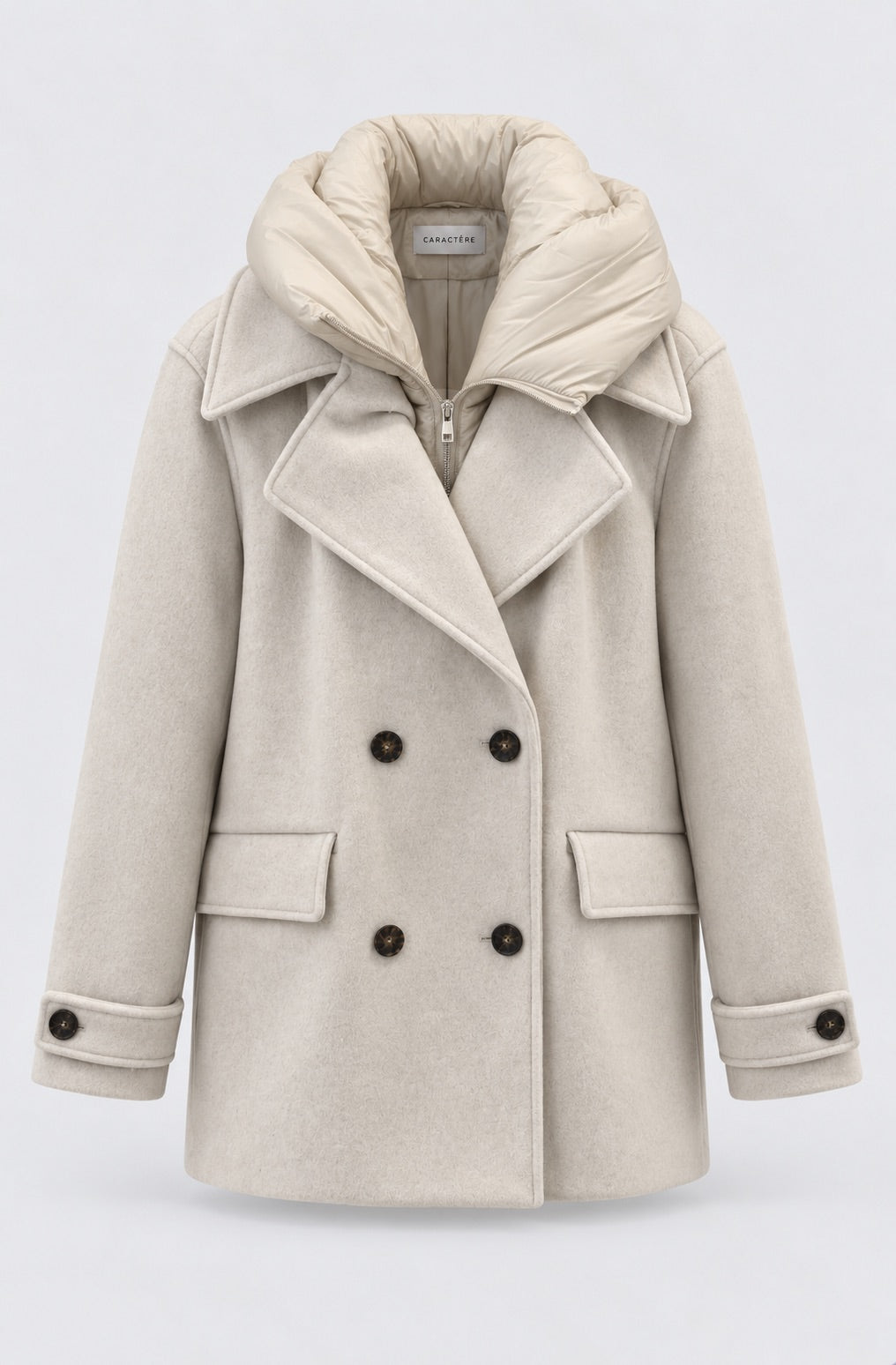 Cappotto corto doppiopetto con pettorina imbottita