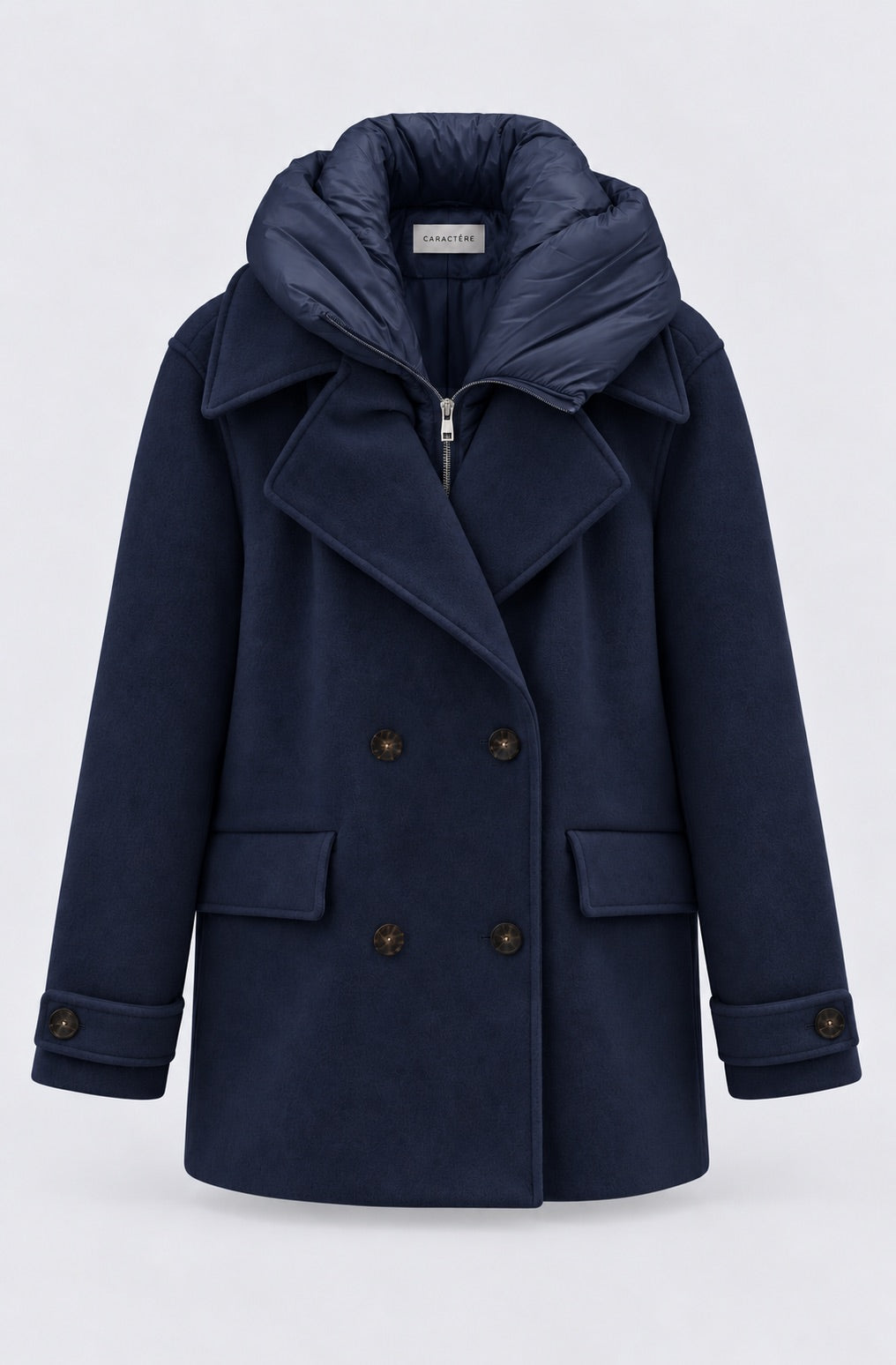 Cappotto corto doppiopetto con pettorina imbottita