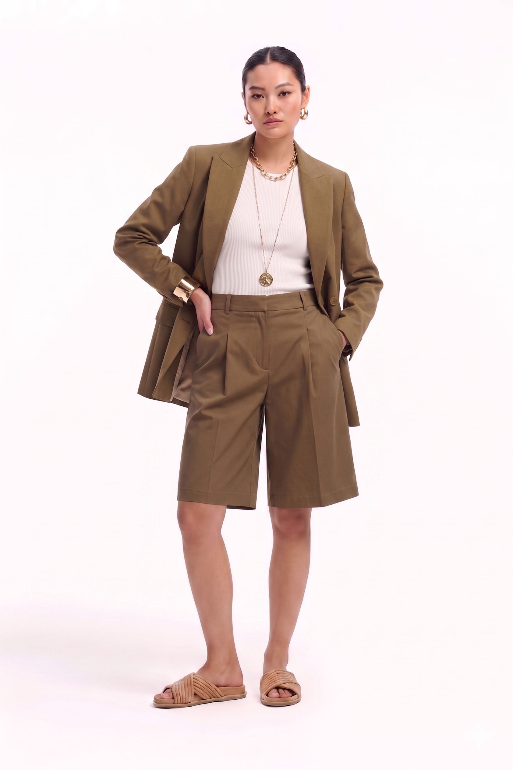 Bermuda in cotone stretch dritti