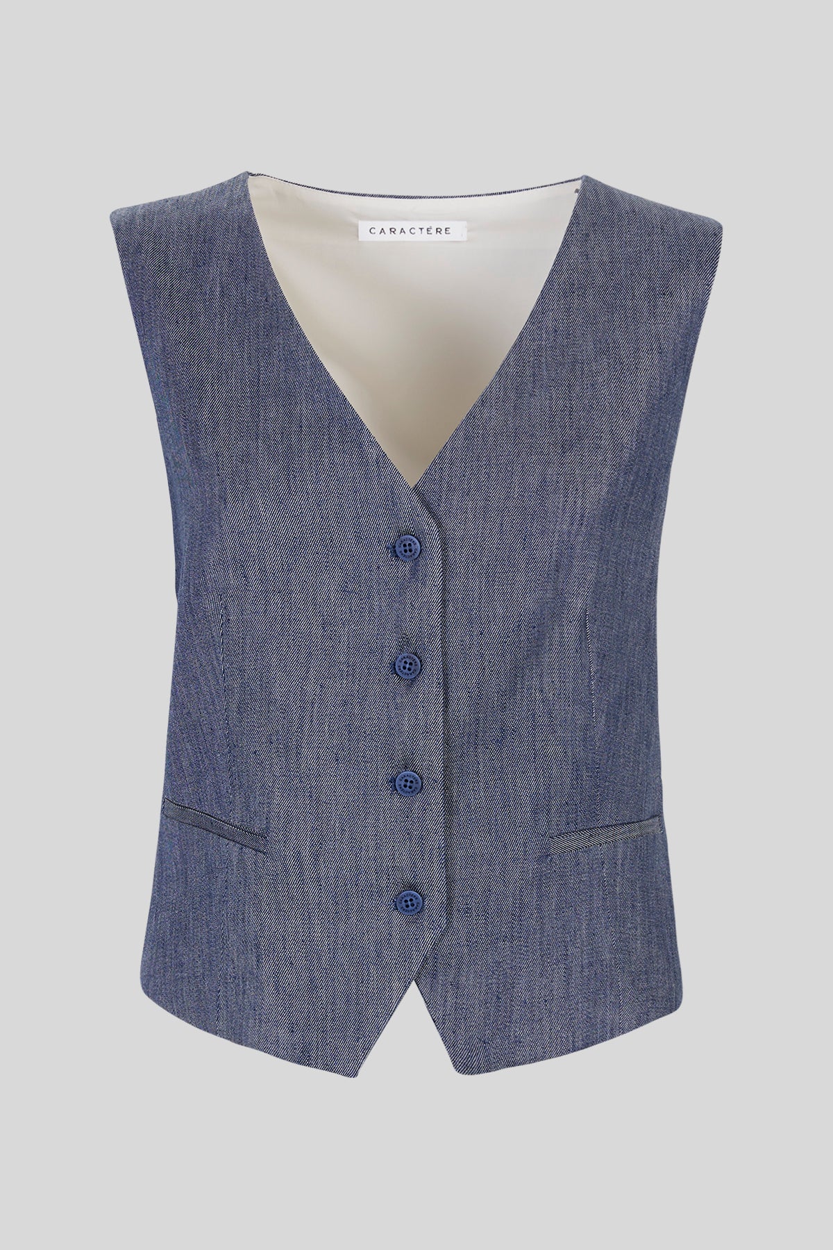 Gilet corto in lino/viscosa stretch
