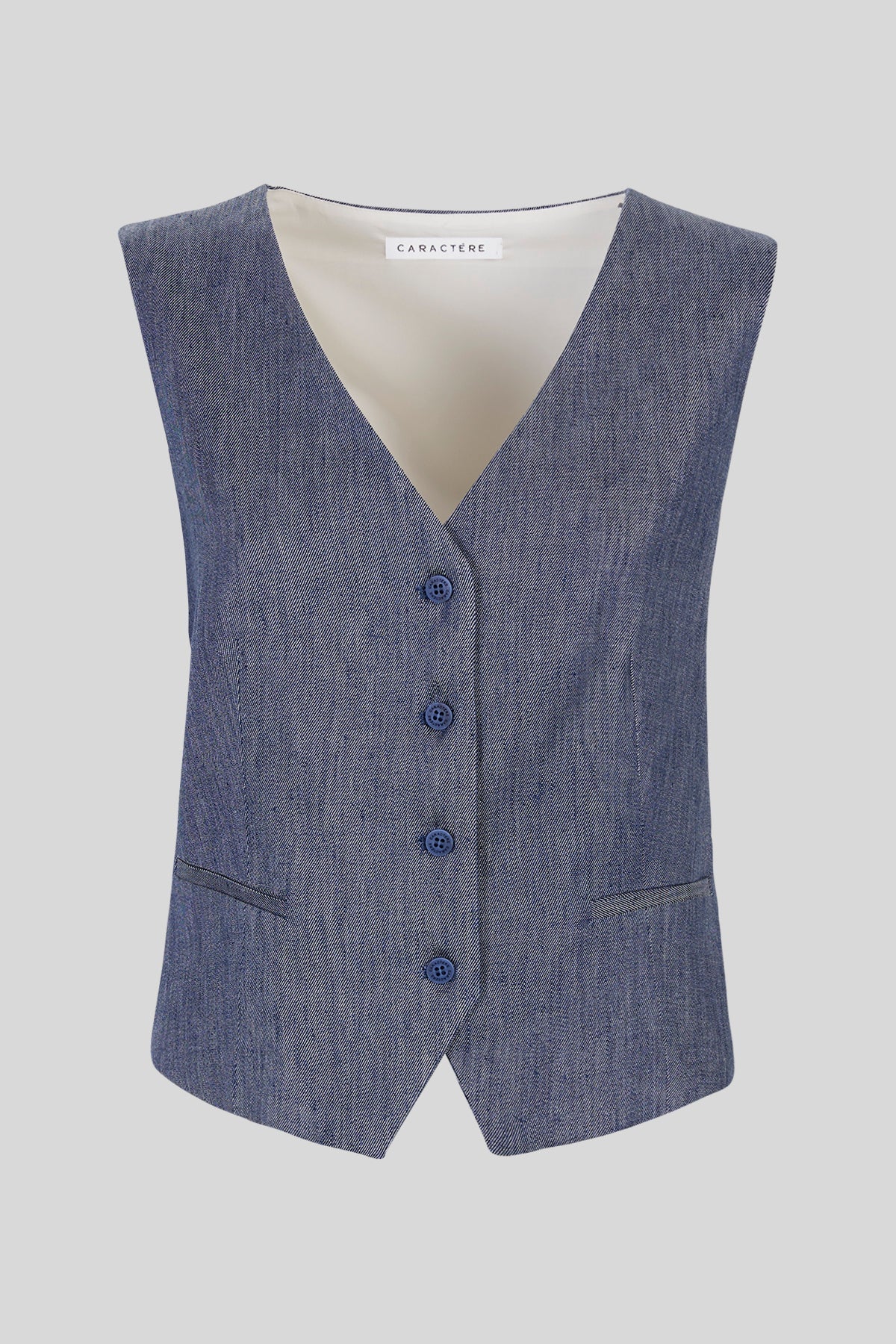 Gilet corto in lino/viscosa stretch