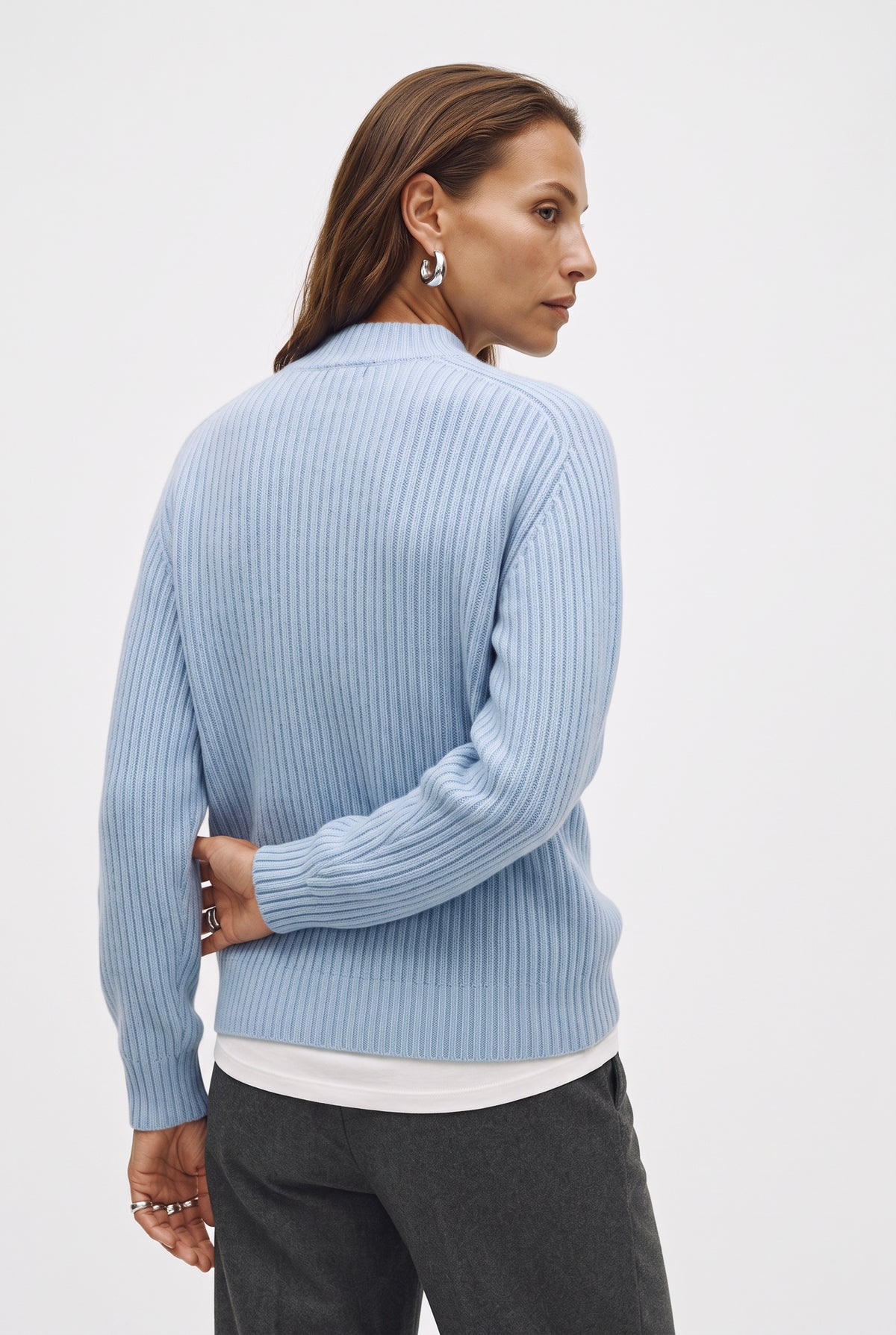 Maglia Girocollo a Costine in misto lana