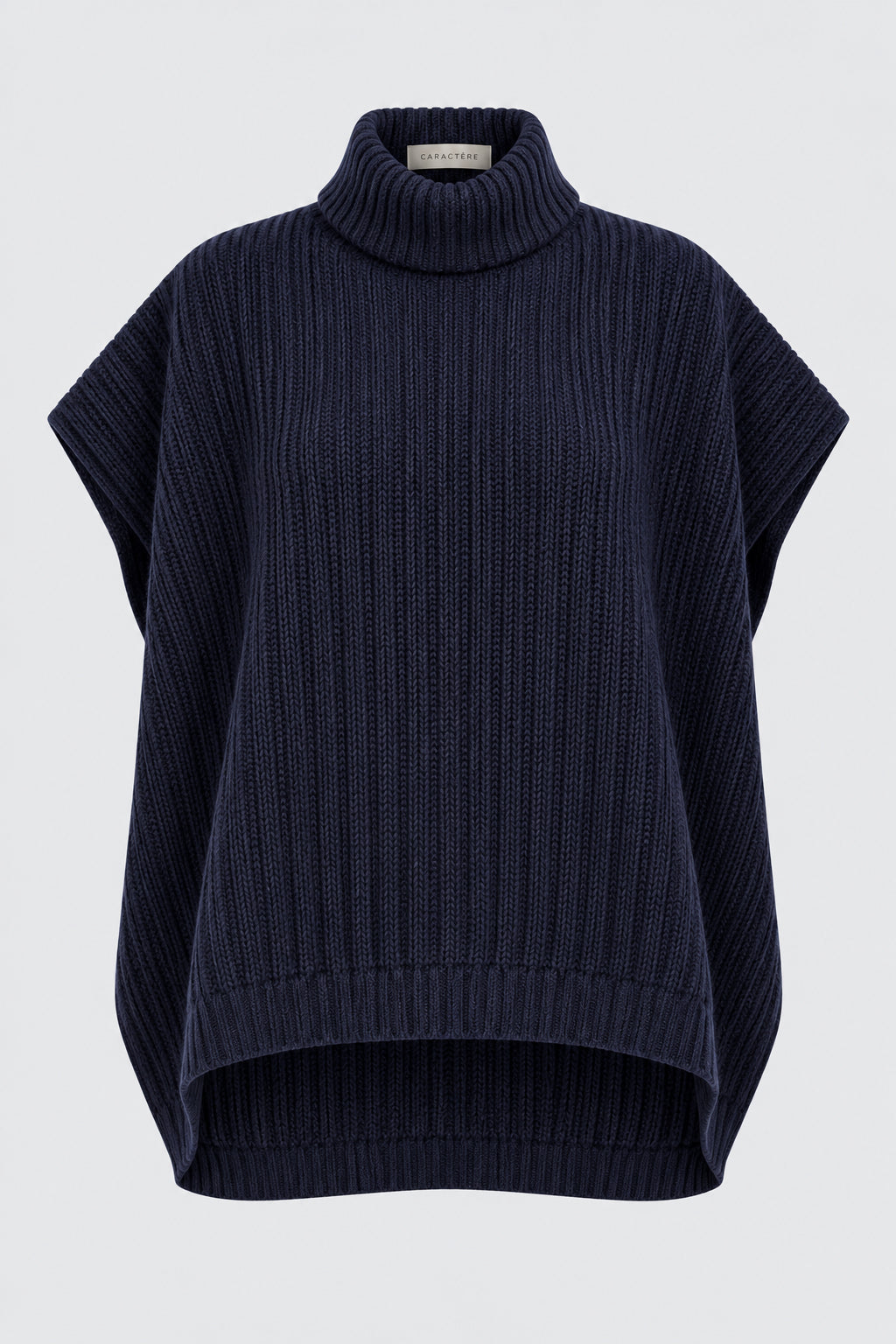 Mantella in maglia con collo alto in misto lana