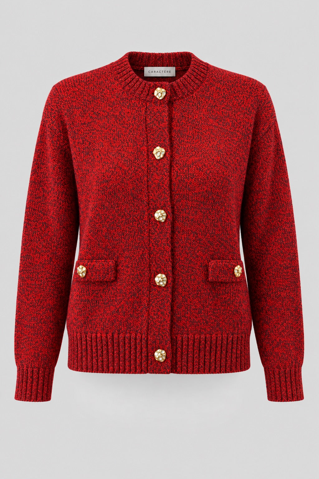 Cardigan Girocollo In Lana Cachemere Mouline'