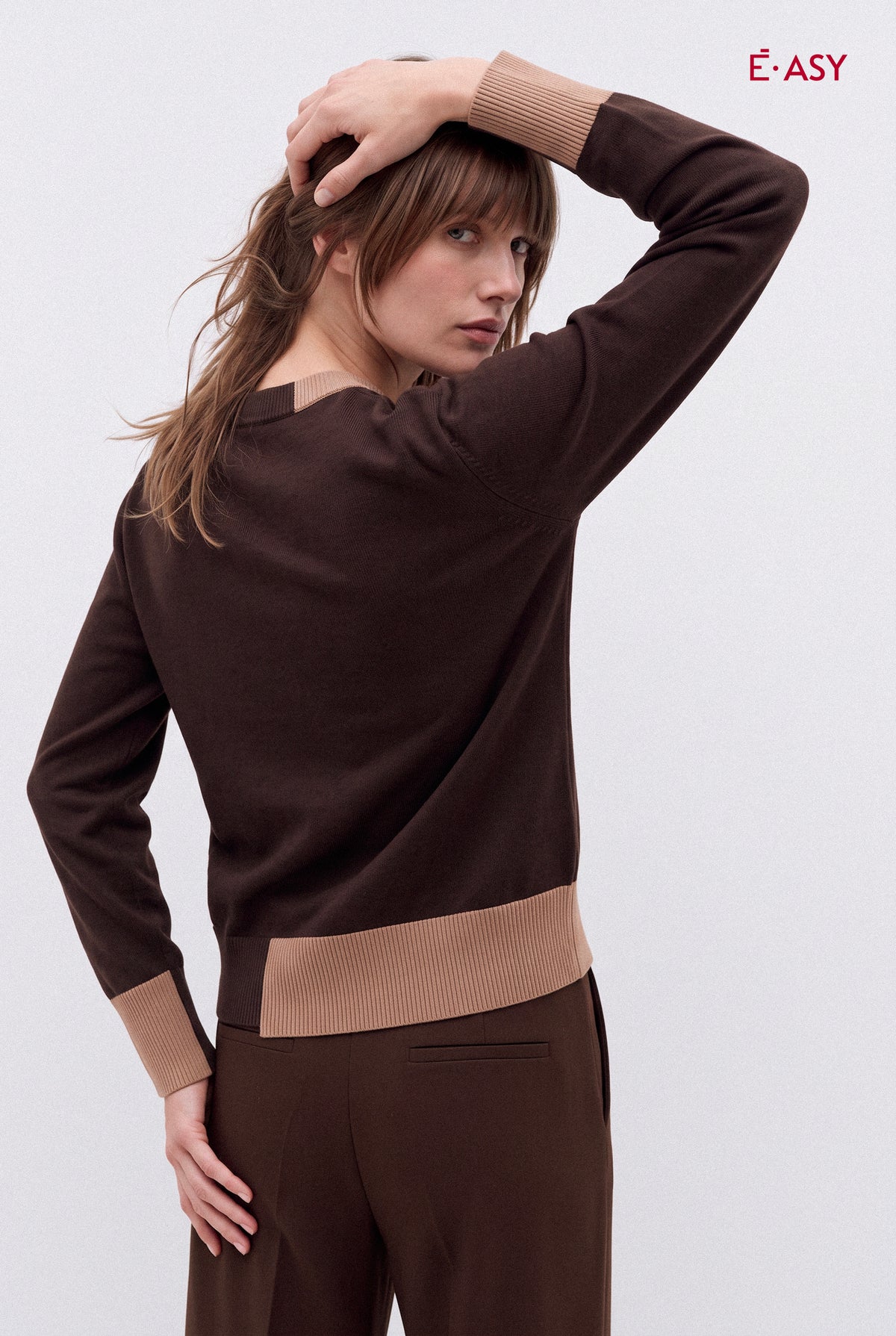 Maglione Girocollo Bicolore  Asimmetrico