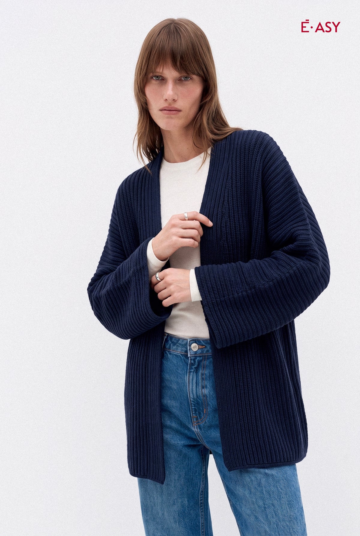 Cardigan Aperto Donna in Maglia a Coste