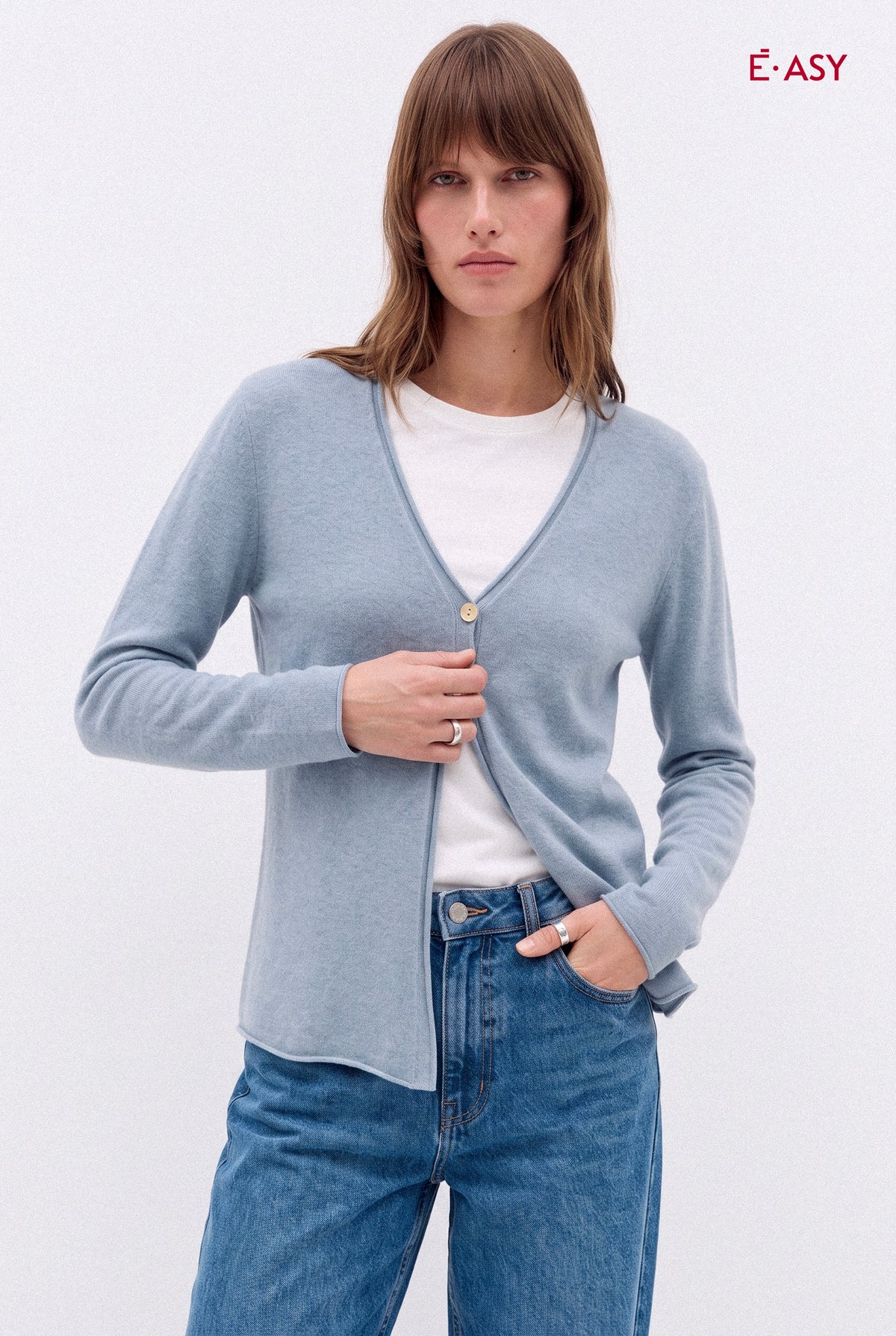 Cardigan Donna Scollo a V con Bottoni Gioiello