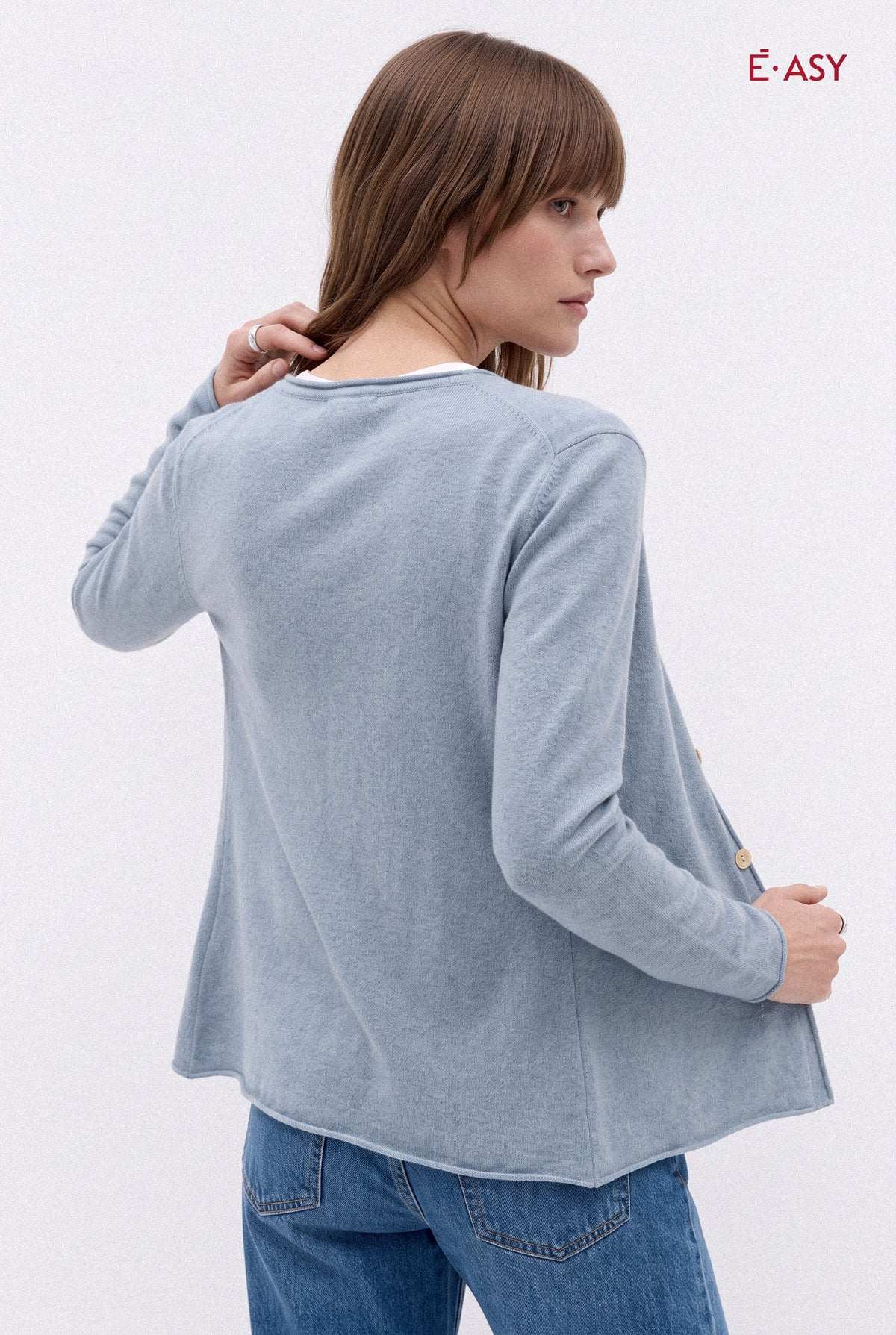 Cardigan Donna Scollo a V con Bottoni Gioiello