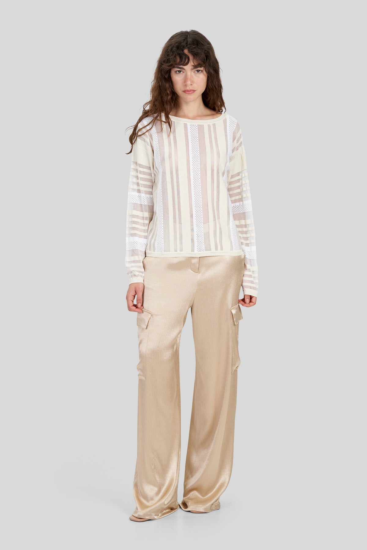 Pantaloni in raso fluido effetto corteccia