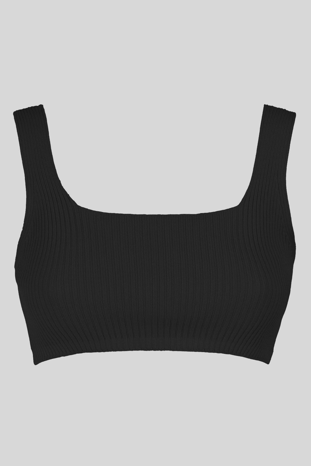 Top corto in maglia a costine