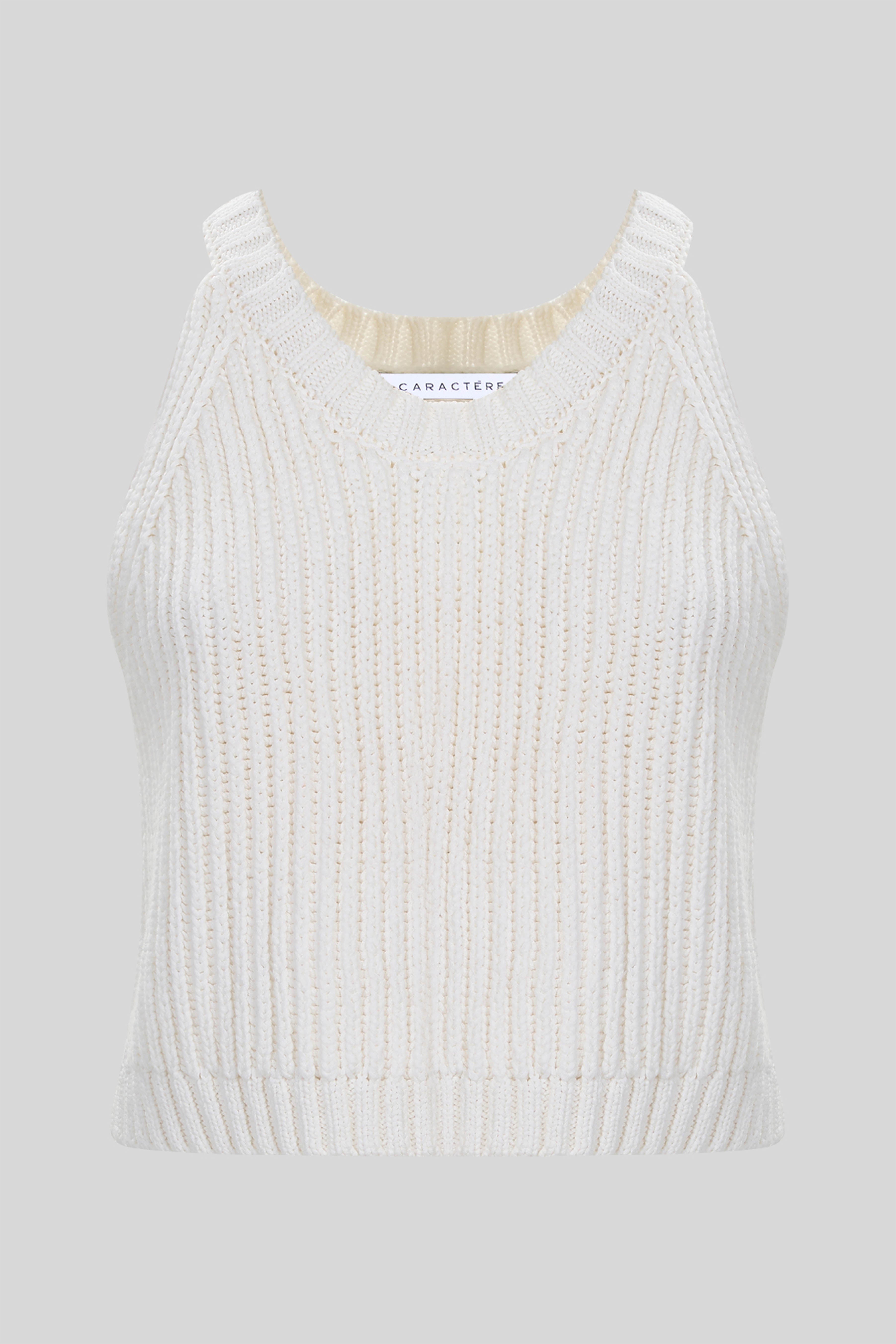 Top girocollo in cotone