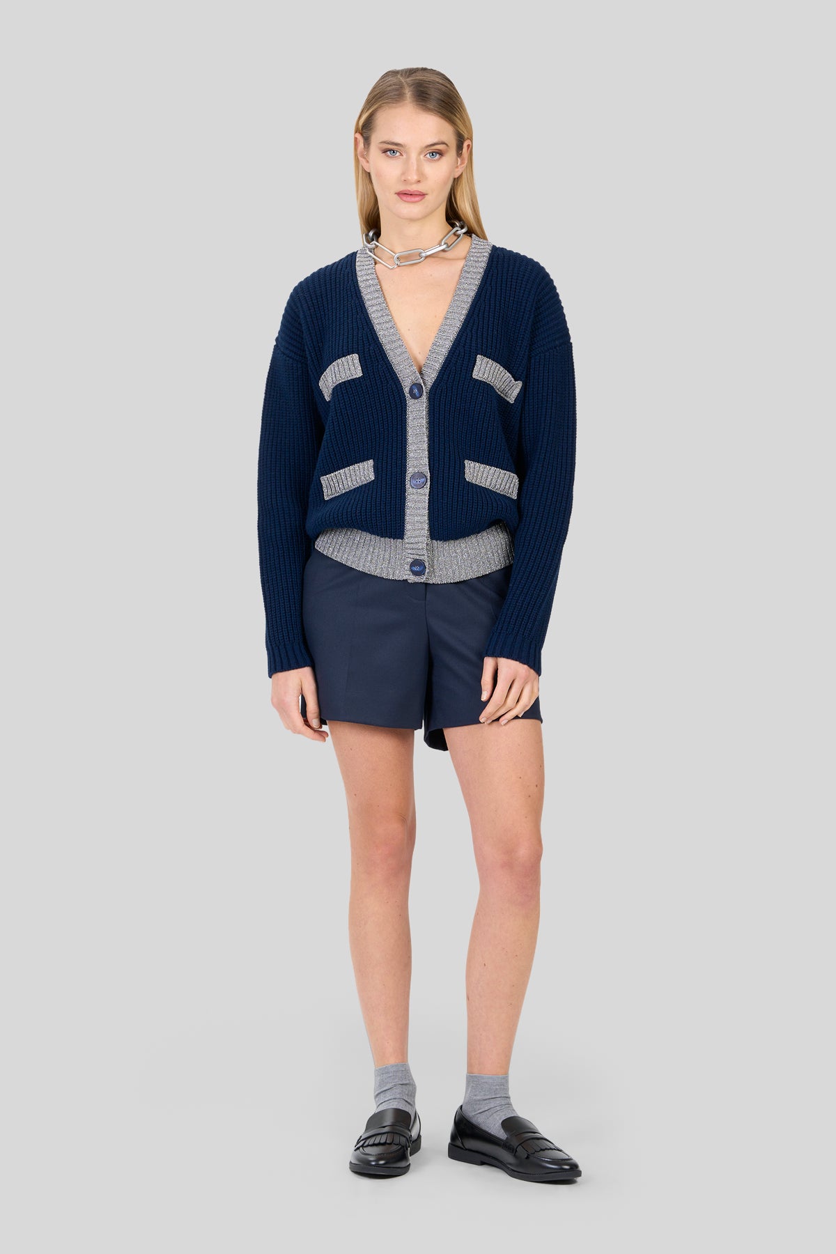 Bomber in maglia con lurex