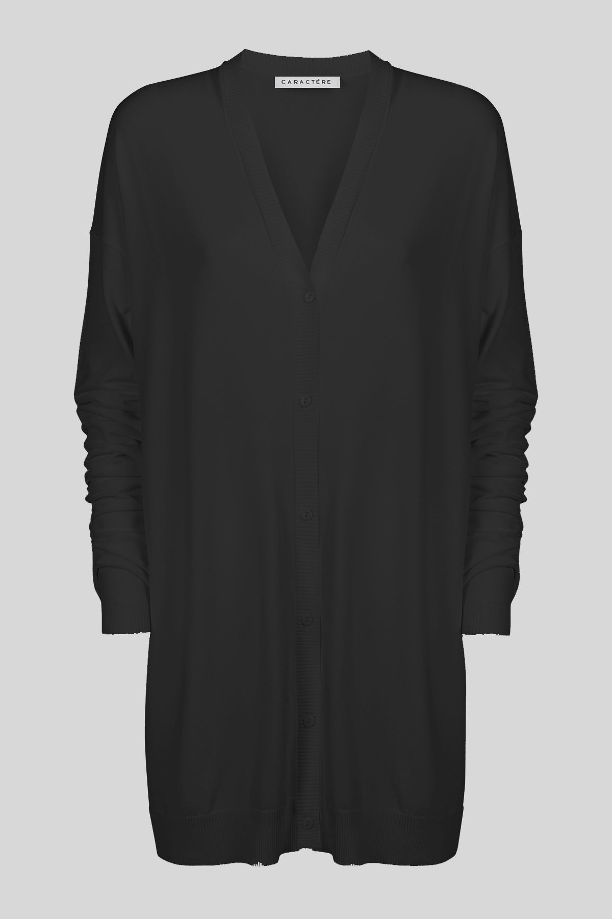 Cardigan con scollo a V e arricciature sulle maniche