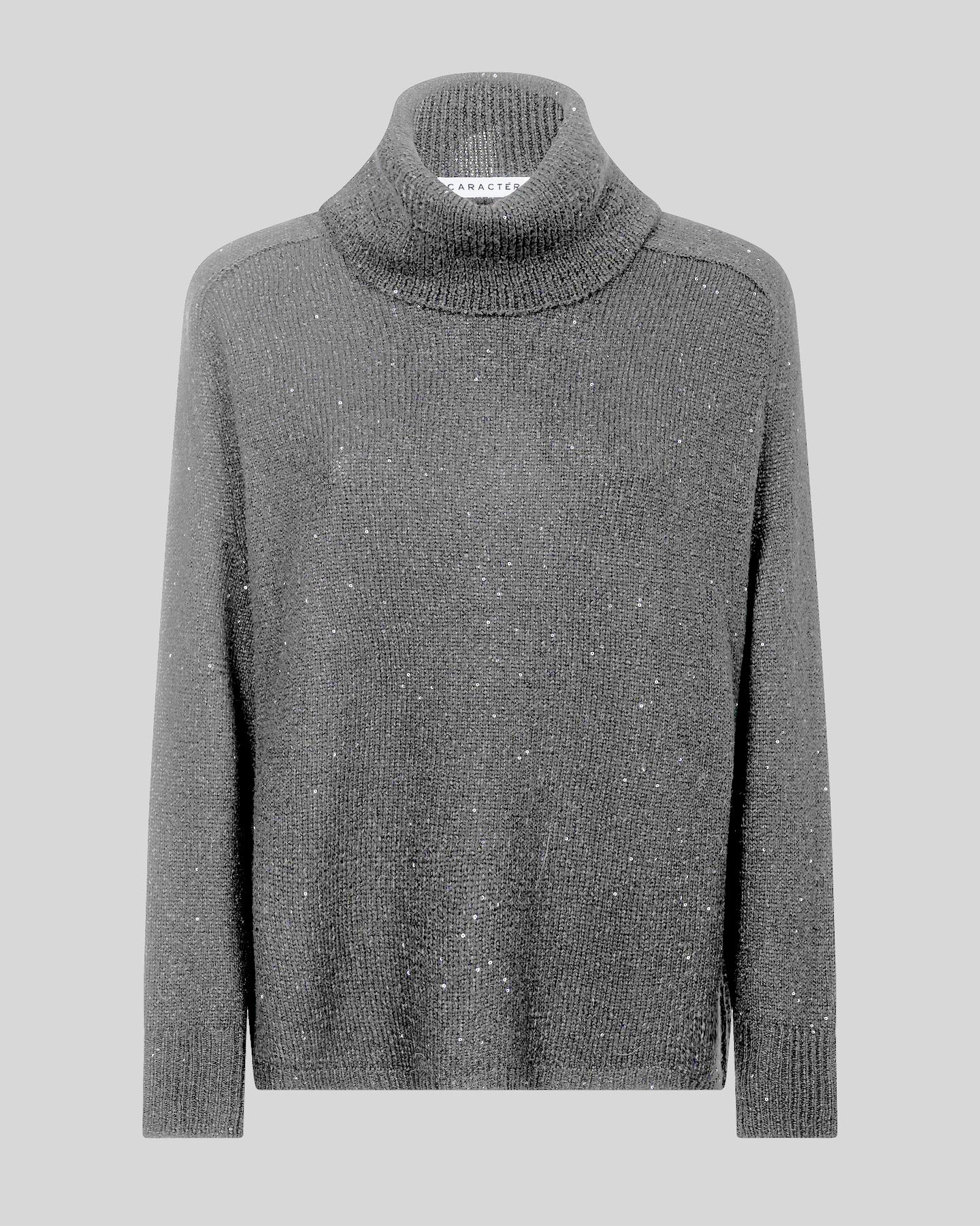 Maglia a collo alto con micro paillettes