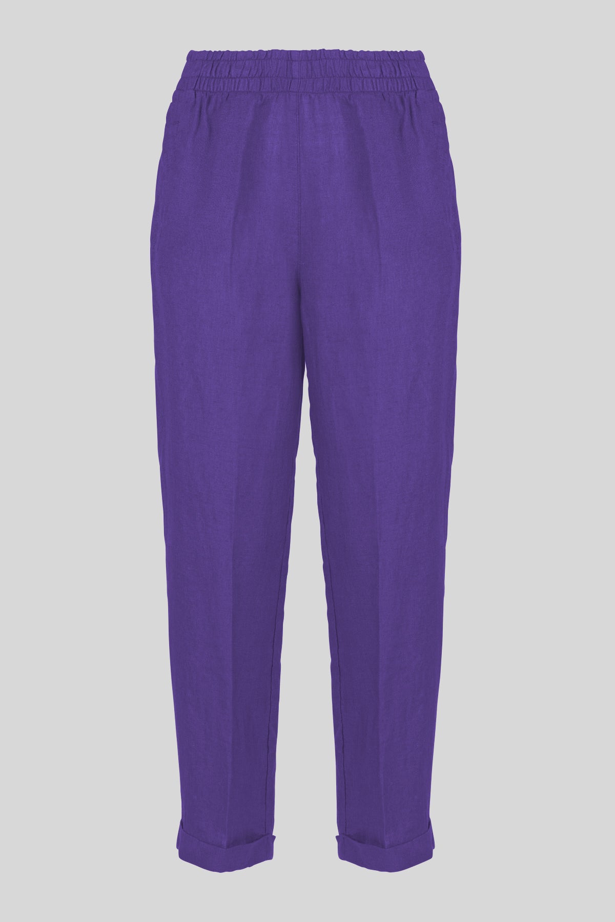 Pantaloni in lino con vita elastica