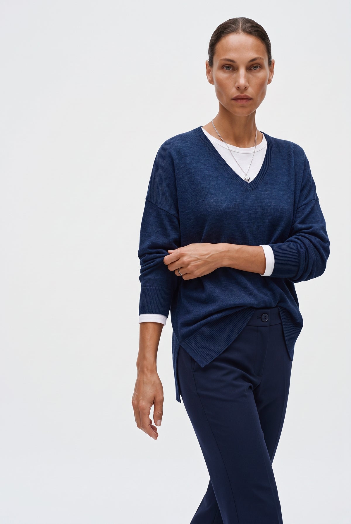 Pantaloni trumpet in cotone tecnico