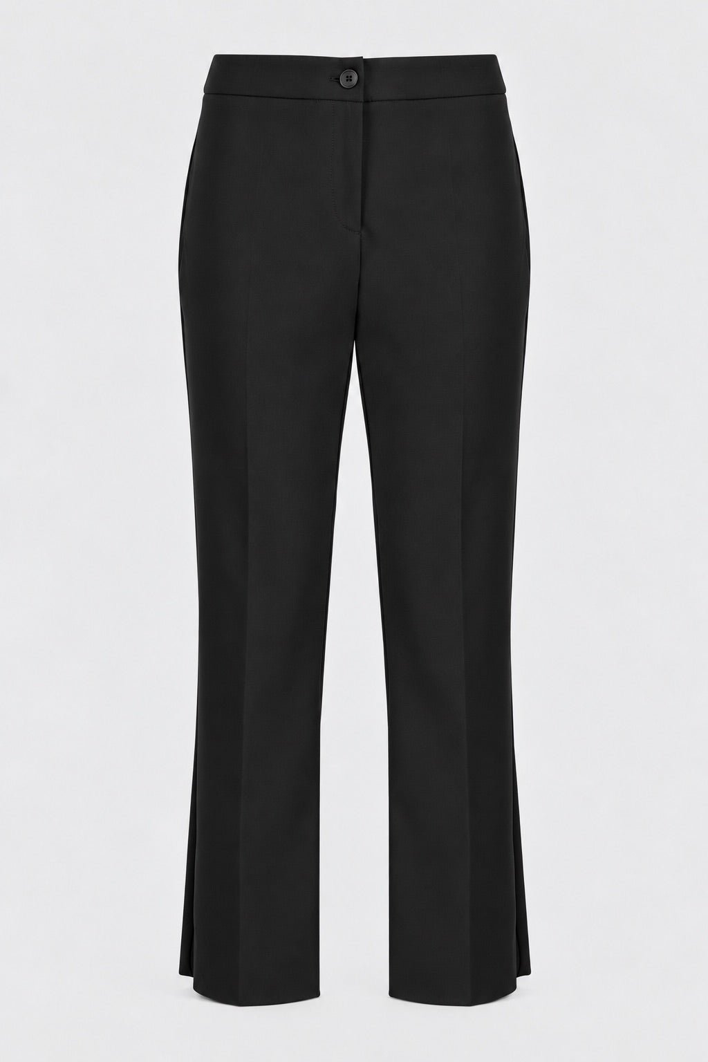 Tailleur in cotone stretch giacca sciancrata e pantalone trumpet
